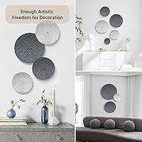 Vista 7 de Decoración de pared de metal plateado y gris para sala de estar, 7 piezas de esculturas de arte de pared colgantes para decoración de oficina