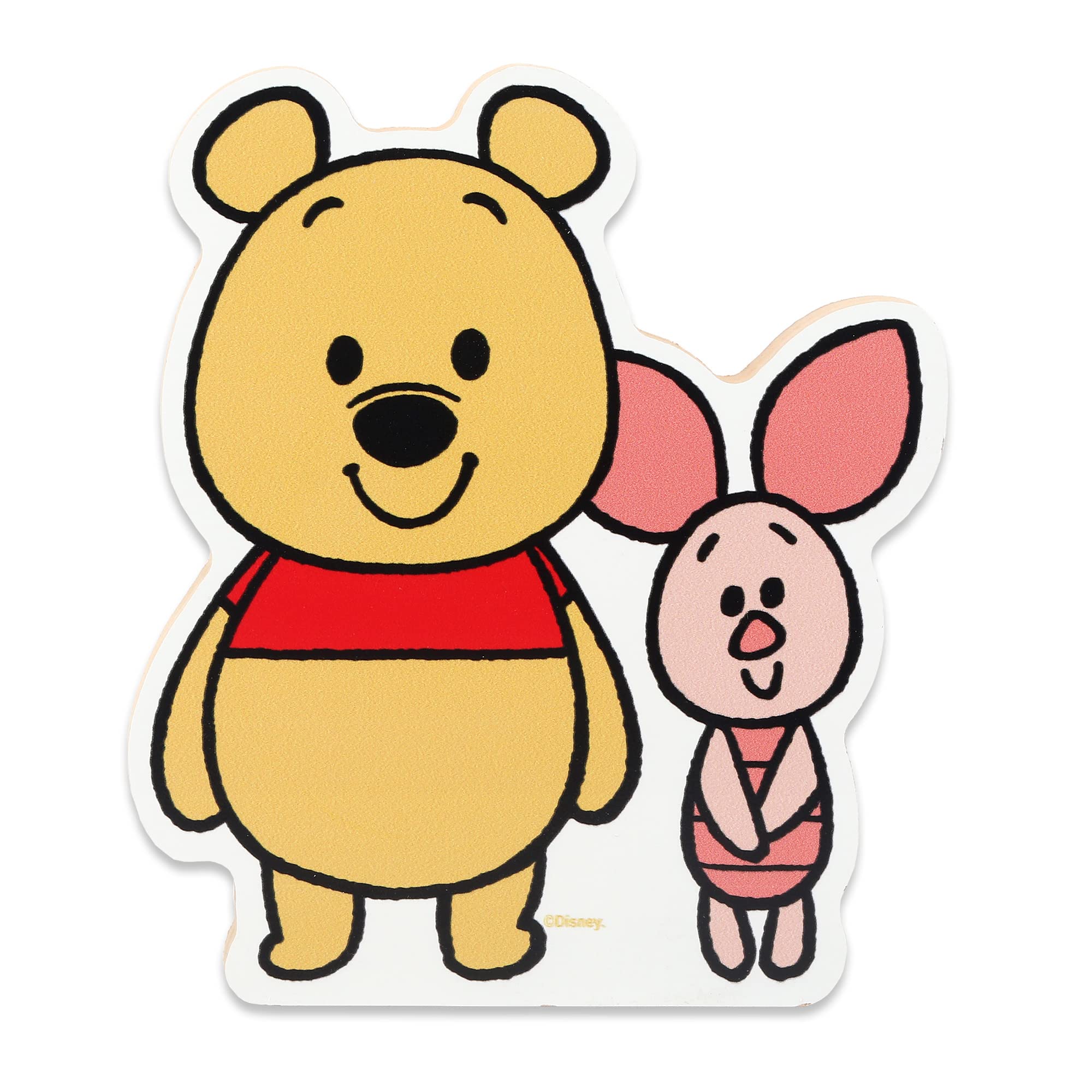 Disney Winnie the Pooh and Piglet Shelf Sitter Decor - Chunky Wood Block Cutout for Kids' Bedroom, Play Room or Nursery
