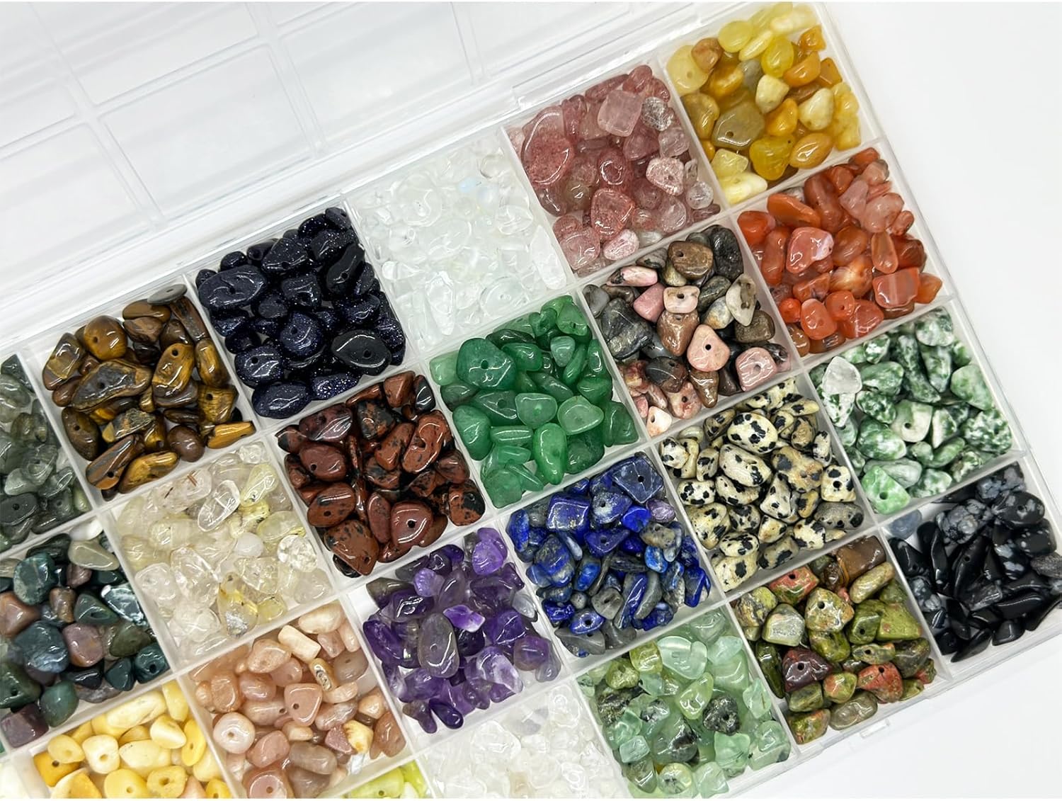 Maonewque Irregular and Polished Gemstone Chips -Size 5mm to 8mm -1mm Hole Drilled Energy Healing Stone Chips for Jewelry Making and Crafts (28 Colors-A) - Image 4