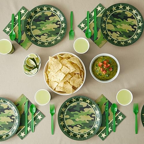 Miniatura 3 de BLUE PANDA Decoraciones de fiesta de camuflaje de 144 piezas para cumpleaños con temática del ejército, baby shower, fiesta de bienvenida a casa,