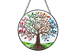 Tuitessine Tree of Life Stained Glass Suncatcher for Windows Hanging