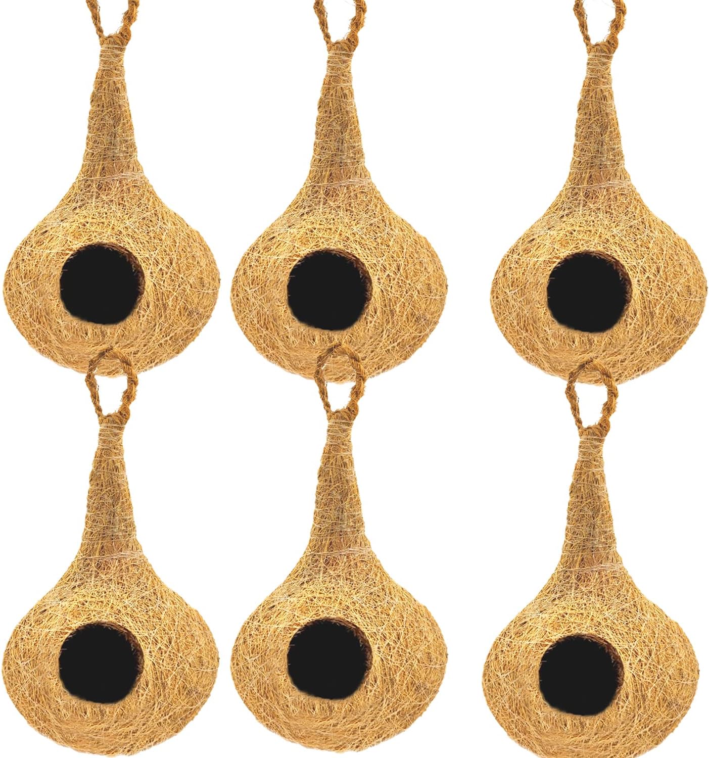LIVEONCE Natural bhaya Bird nest for Cages and breeding for All Medium,Small Birds with self adheshive Hanging Hooks Pack of 6