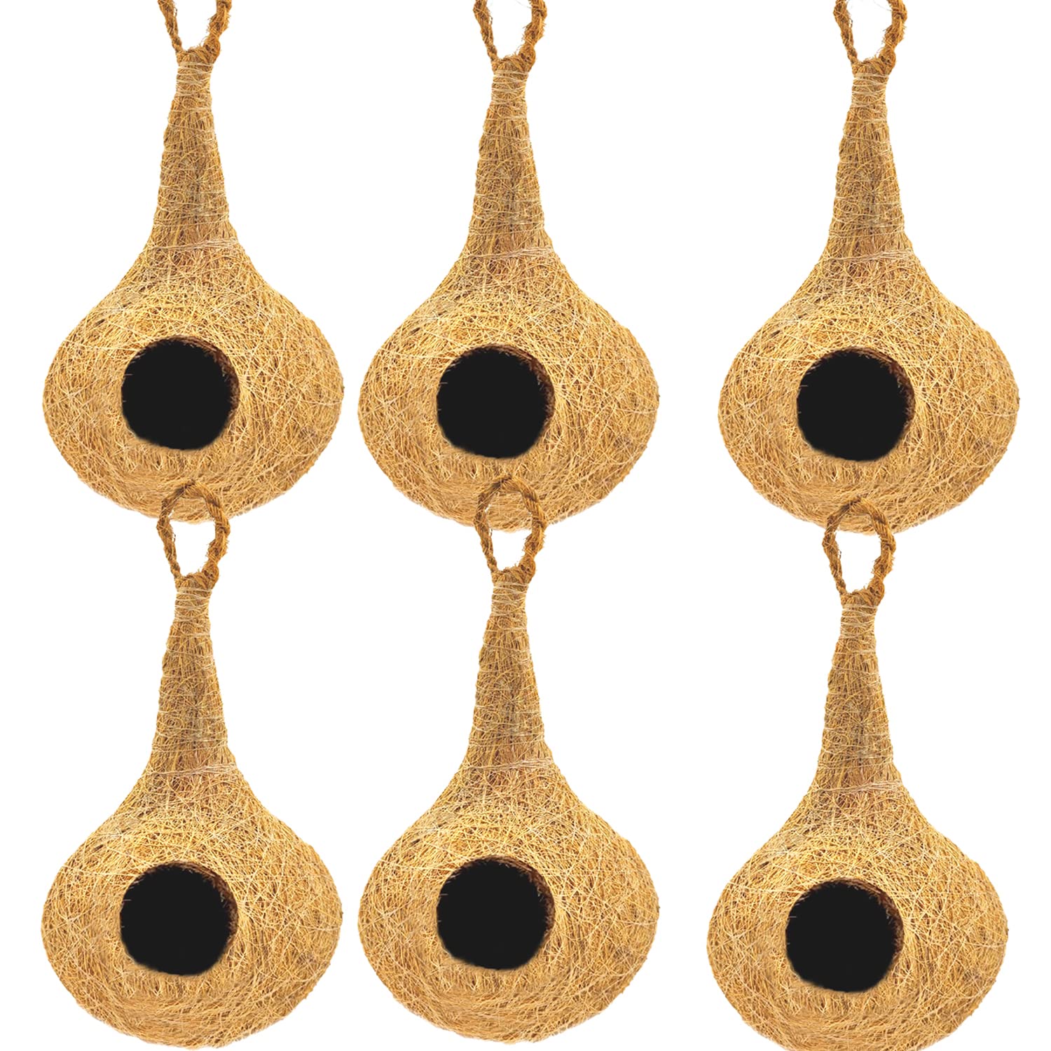 LIVEONCE Natural bhaya Bird nest for Cages and breeding for All Medium,Small Birds with self adheshive Hanging Hooks Pack of 6