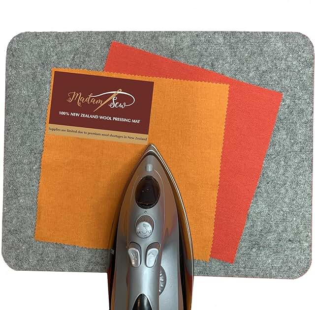 Madam Sew Wool Pressing Mat for Quilting (17” x 13.5”) – 100% Natural Wool Ironing Pad Promotes Crisp, Flat Seams on Quilt...