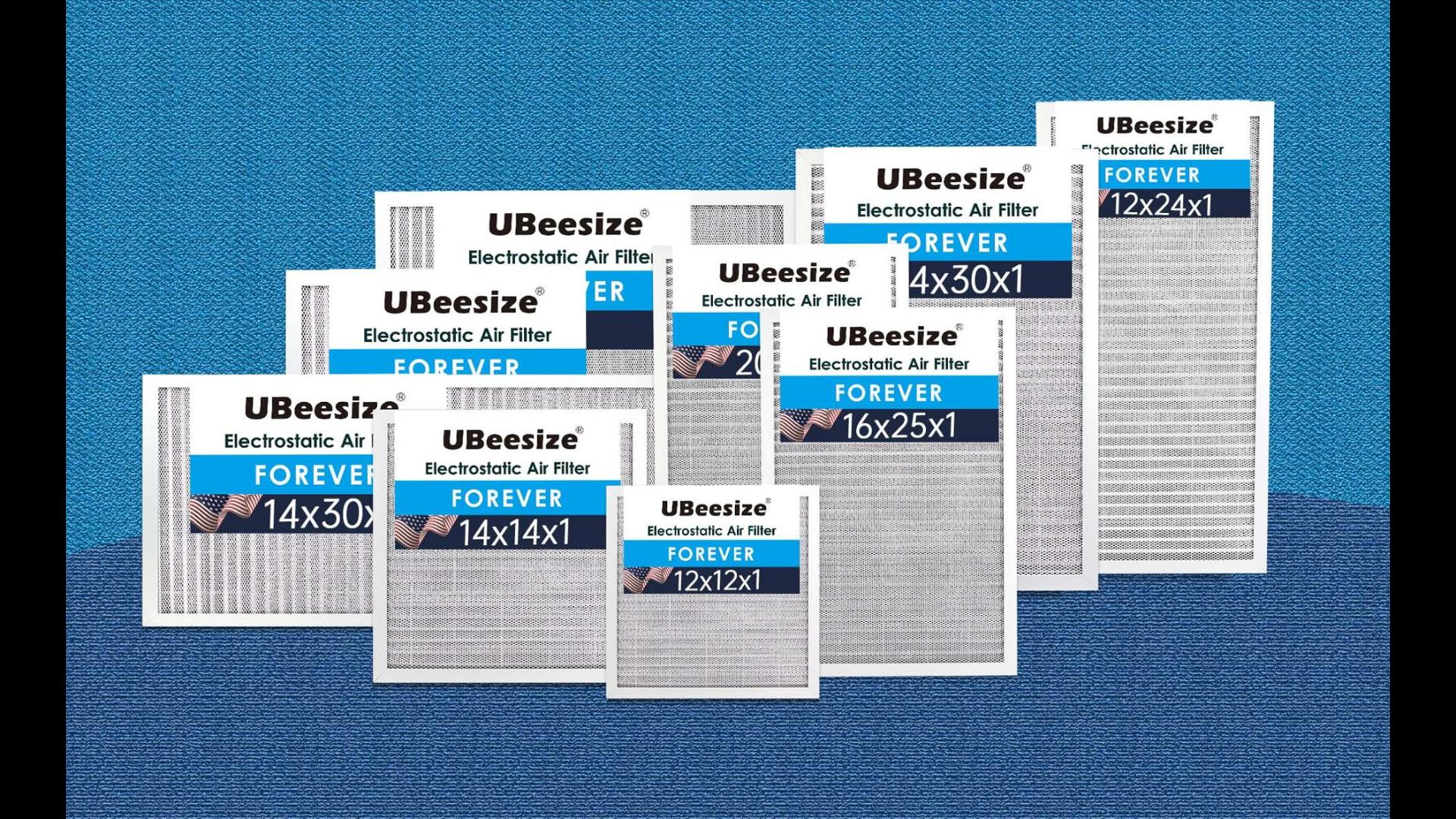 Image of UBeesize 24x24x1 Reusable Electrostatic Air Filter HVAC AC Furnace Filter,MERV 8,Washable,Lasts a Lifetime,Permanent Air Filter,Breathe Fresher,Home And Office(Actual Size:23.39x23.39x0.82Inch)