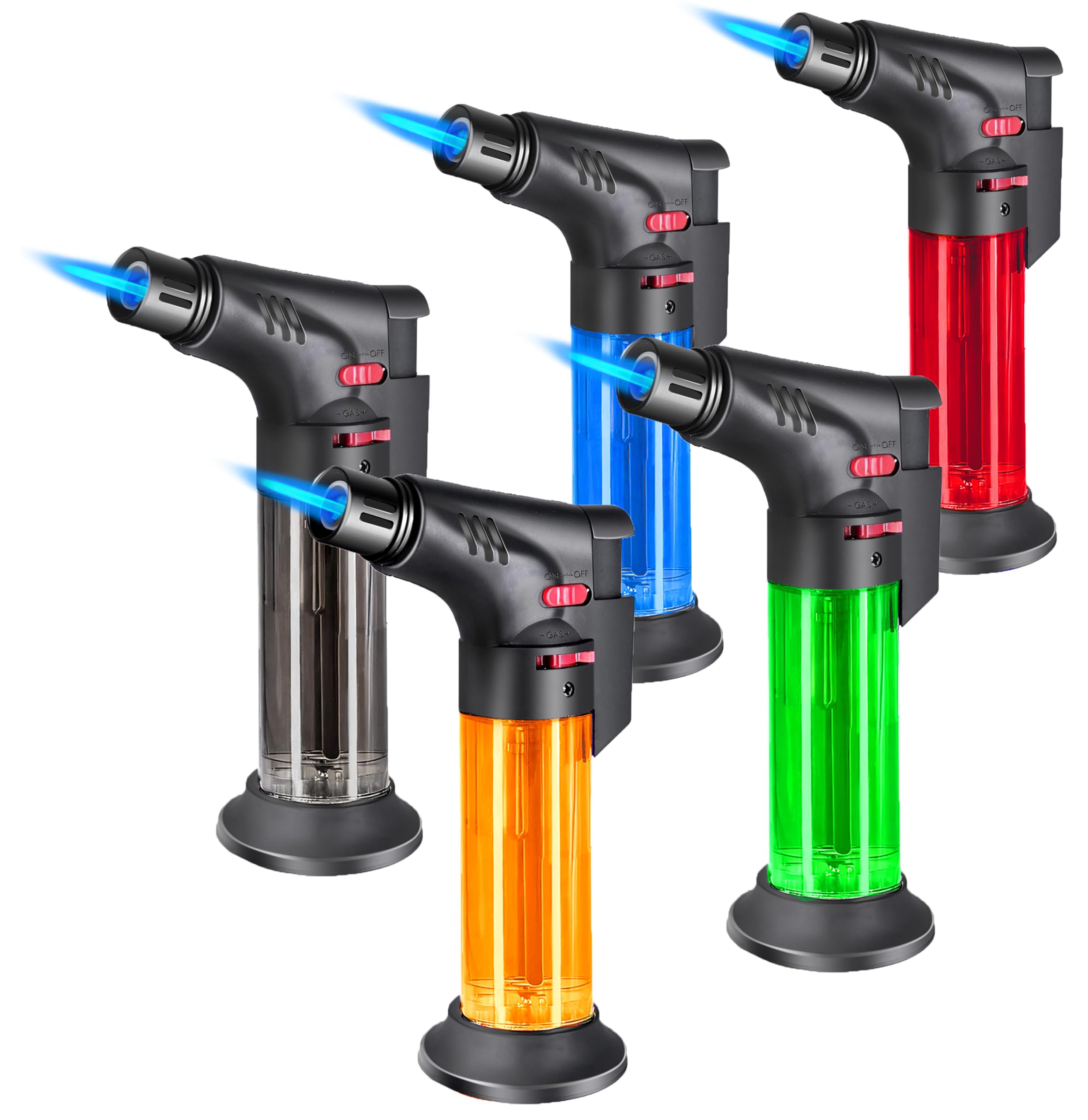5 Pack Torch Lighters Butane Refillable Torch Lighter Jet Flame Multi Utility Lighter Mini Blow Torch Butane Gas
