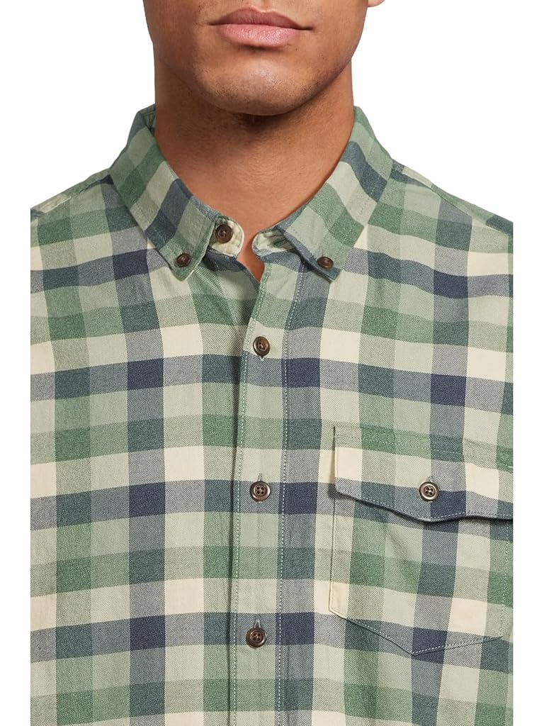 White L.L.Bean Brushed Jaspé Twill Shirt Plaid Traditional Untucked Fit