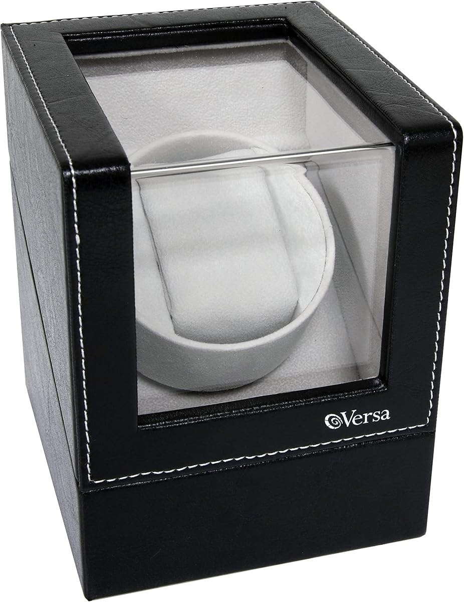Single Watch Winder by Versa - Elite Automatic Watch Winder - Quiet Japanese Motor - 12 Settings - Compatible with Rolex's, Cartier, Omega, and More