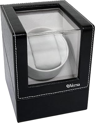 Single Watch Winder by Versa - Elite Automatic Watch Winder - Quiet Japanese Motor - 12 Settings - Compatible with Rolexs, Cartier, Omega, and More