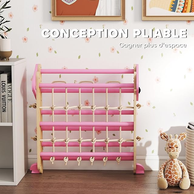 Foto 6 de 8 de Qaba Set triángulo Pikler 8 en 1 Plegable para niños 18-48 Meses, Rosa