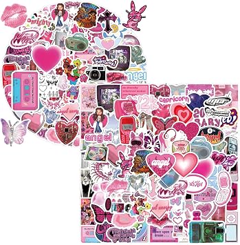 120pcs Y2K Stickers, 2000S Stickers Retro Aesthetic Cyber Trend Decal, Vinyl Waterproof atickers for Water Bottles Laptop Suitcase for Birthday Party Supplies Halloween Decoration Favors