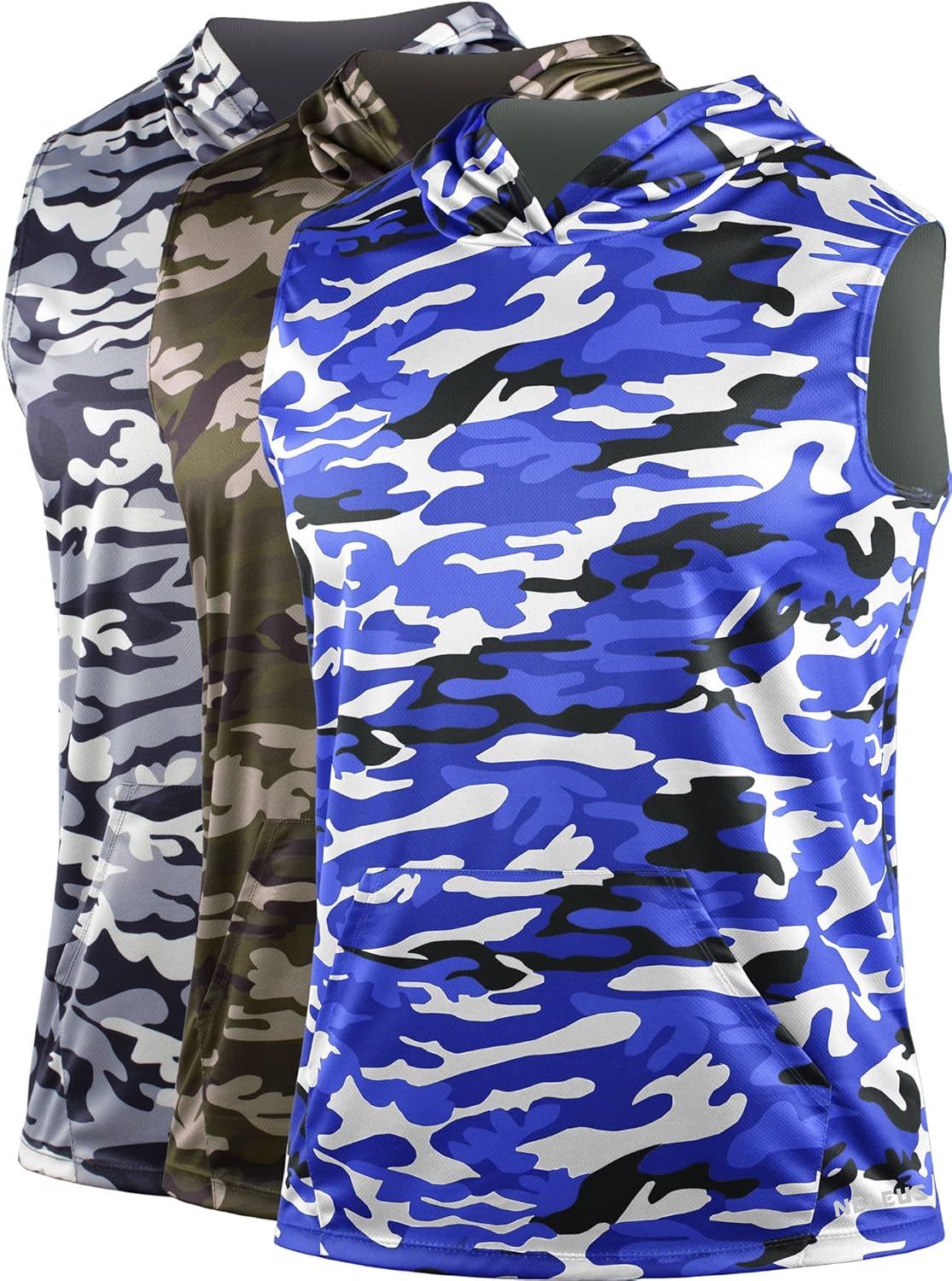 Neleus Men's Running Tank Tops 3 Pack Sleeveless Workout Athletic Shirts with Hoods