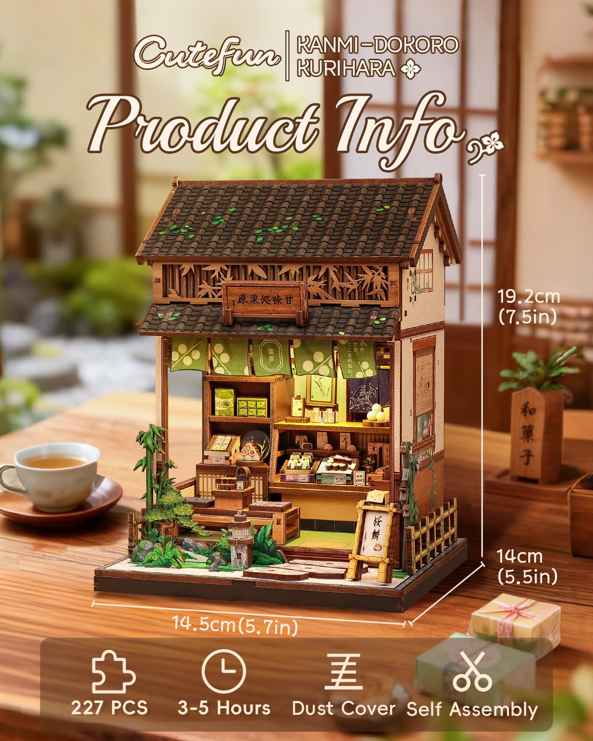 Cutefun Book Nook - DIY Case delle bambole, book nook japan per Adulti, Artigianale di Tiny House, Adorabile Negozio di Dolci Giapponese, Regalo per Donne che Amano i Libri(Kanmi-dokoro Kurihara)