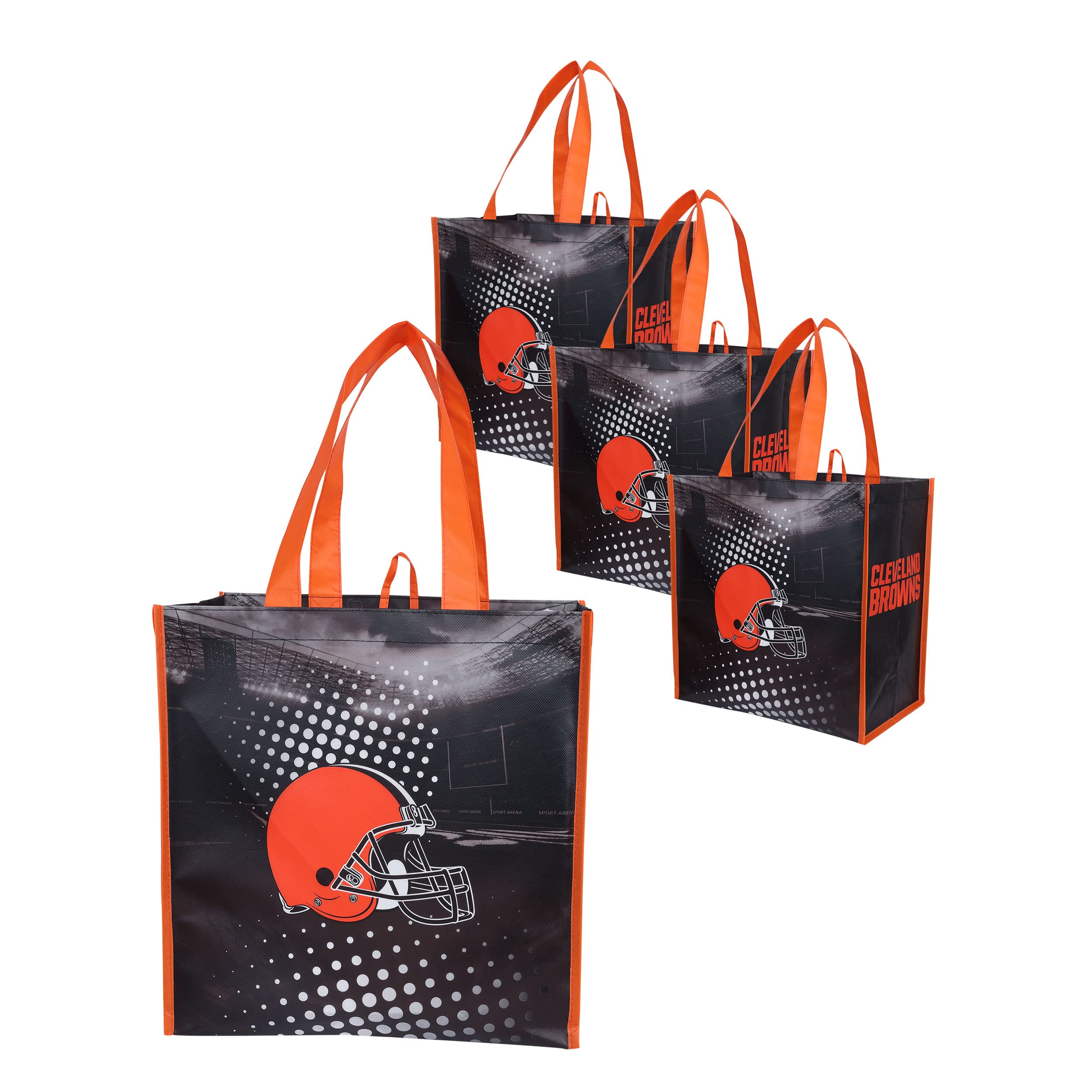 FOCO NFL unisex-adult Nfl Team Logo 4-pack Reusable Grocery Shopping Bags Totes