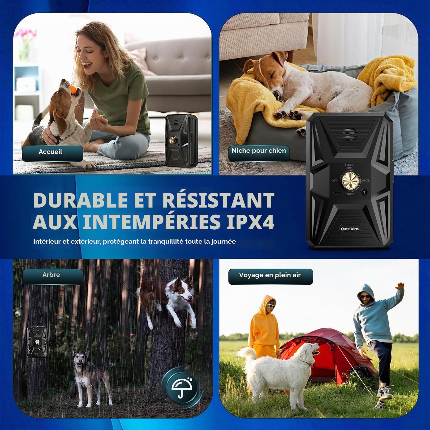 Anti Aboiement Chien, Dispositif Anti Aboiement Chien Ultrasons à 3 Modes, Boitier Anti Aboiement Chien de 33 Pieds, l'entraînement des Grands et Petits Chiens en Extérieur et Intérieur