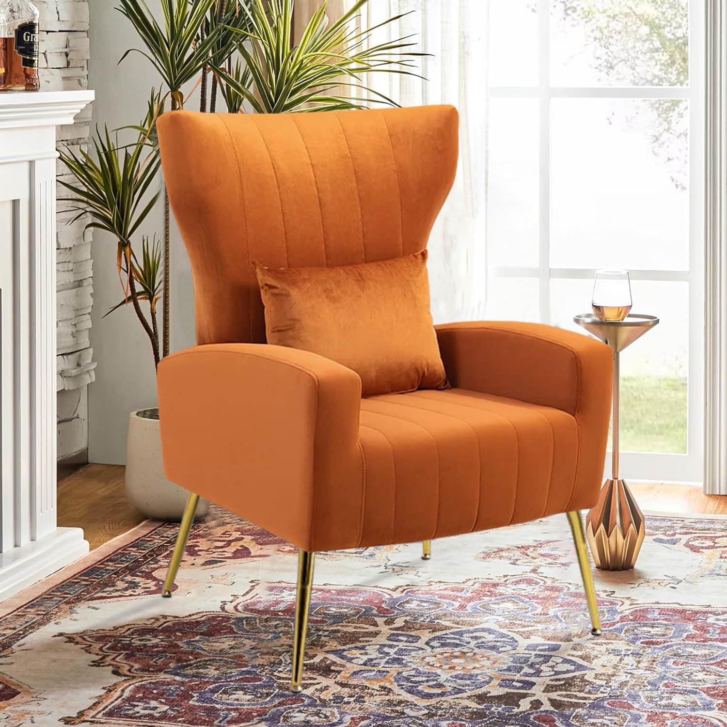 WQSLHX Wingback Chair Orange