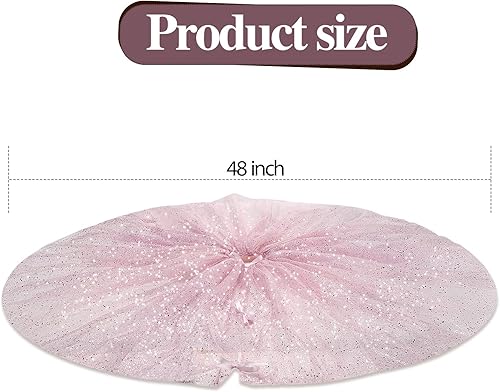 Miniatura 2 de Skylety Falda de árbol para el día de San Valentín de 48 pulgadas, con volantes, de tul y lentejuelas redondas con purpurina de doble capa, falda