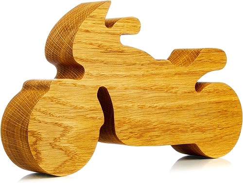 Miniatura 9 de Hucha de madera para motocicleta, bicicleta de madera Montessori, para adultos, niños, niñas, banco de monedas, regalo inspirador, caja de dinero