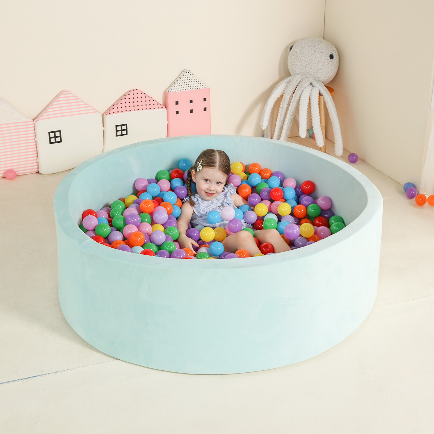 TRENDBOX Extra Large Soft Foam Ball Pit - 51.2" Diameter X 11.8" High (Balls Not Included), Black