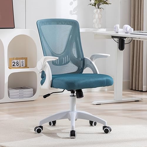 GOTMINSI Silla de oficina en casa, silla ergonómica de escritorio para computadora, respaldo alto, silla giratoria de malla con brazos abatibles
