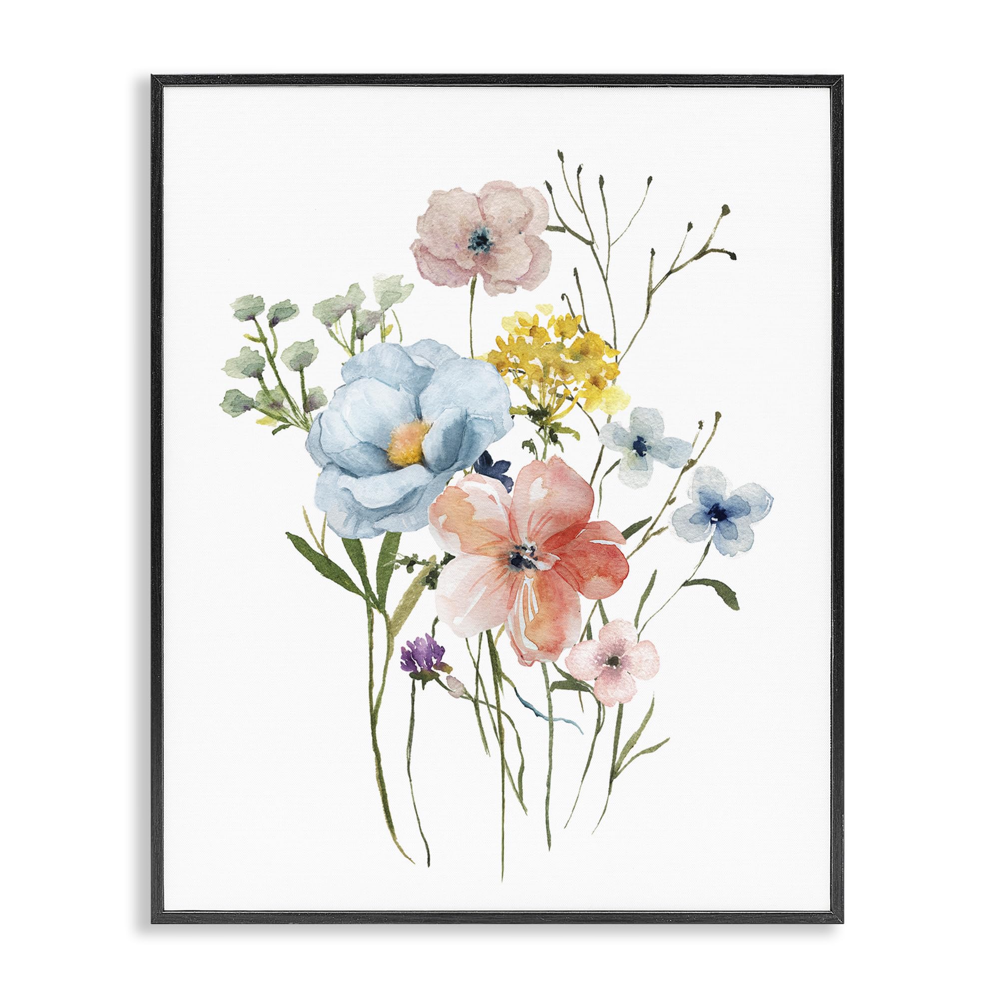 Stupell Industries 'Spring Meadow Wild Flowers', Framed Giclee Art, Black, 16 x 20 Inches, Easy to Hang and Sturdy, Made in USA, by Livi Finn