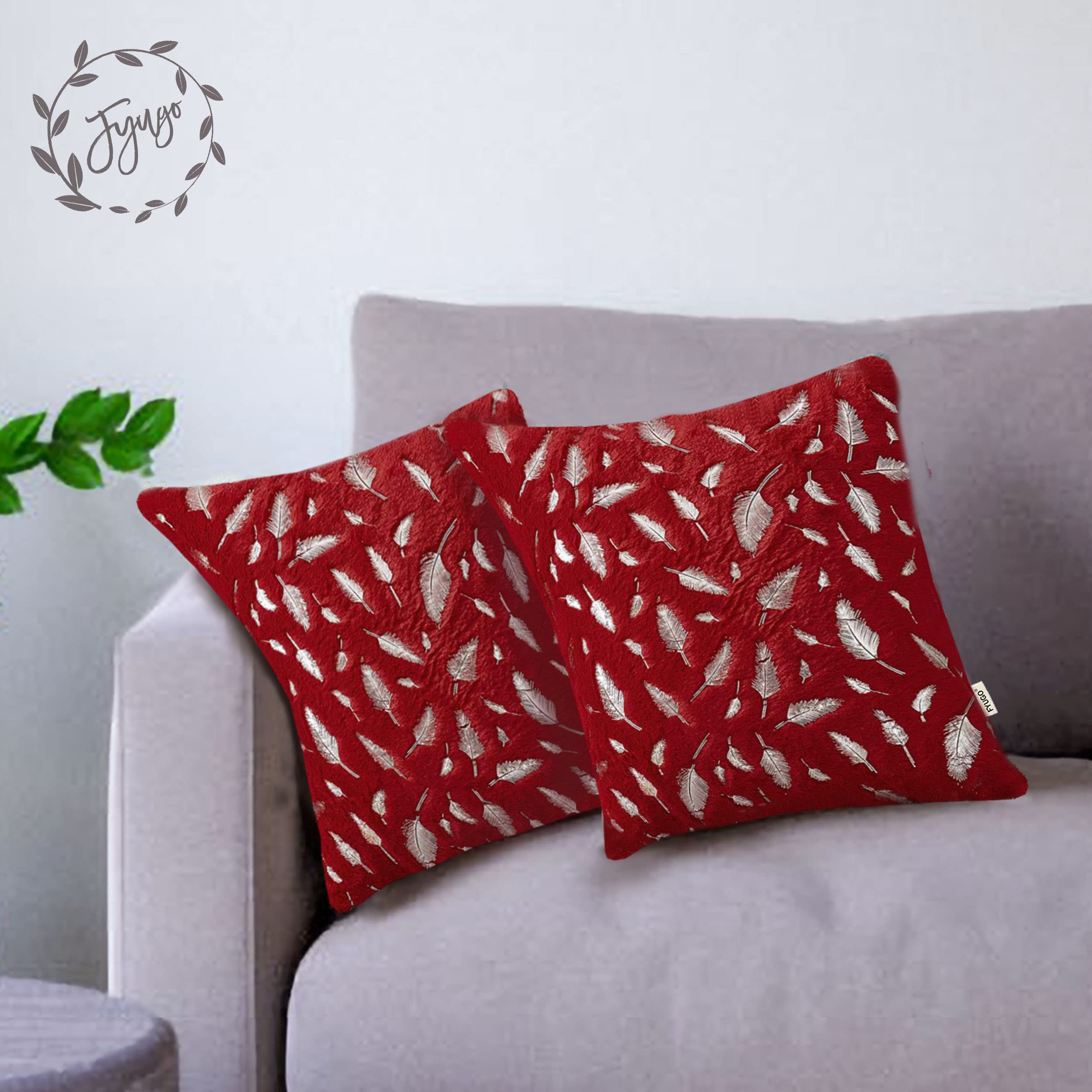 FYUGO Decorative Throw Pillow Covers 16x16, Velvet Cushion Covers with Gold Leaves, Cases for Home Decoration, Bed, Sofa, Couch, Living Room (RED, 5) (B09BD8P3DF) Amazon Price History, Amazon Price Tracker