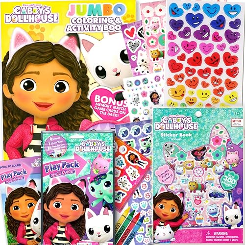Libro de Colorear y Actividades de Gabby's Dollhouse para Niños, Niñas - Paquete con PlayPack, Libro de Colorear para Niños y Más