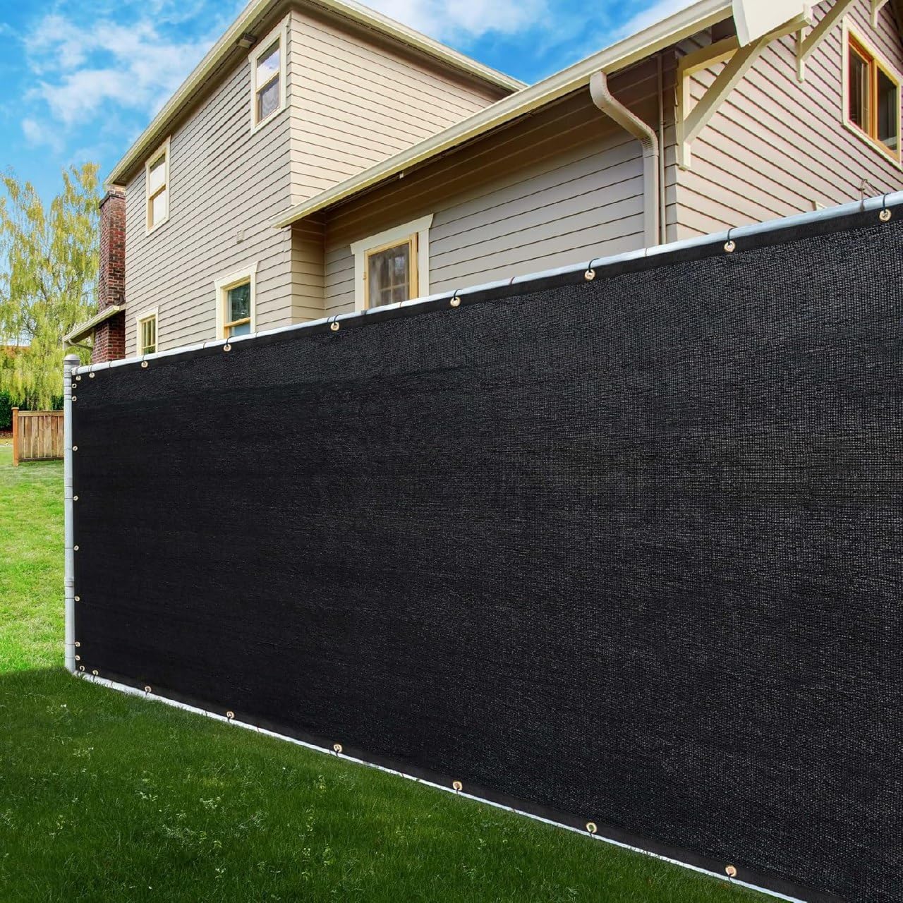 ShadeMart 5' x 9' Fence Privacy Screen Black Heavy Duty 170 GSM Fencing Mesh Shade Net with Zip Ties, 90% Blockage Fence Screen for Balcony Yard Outdoor Garden Pool (We Customize Size)