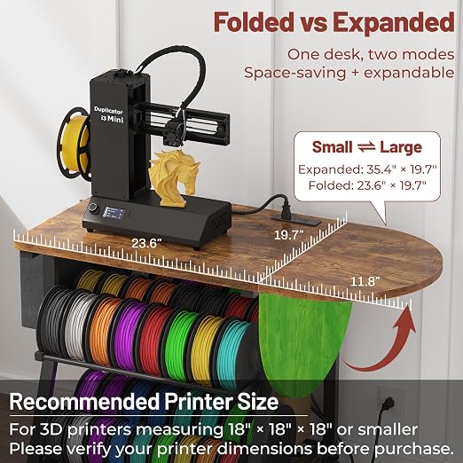 Soporte para impresora 3D con escritorio plegable y cajón de tela miniatura 3