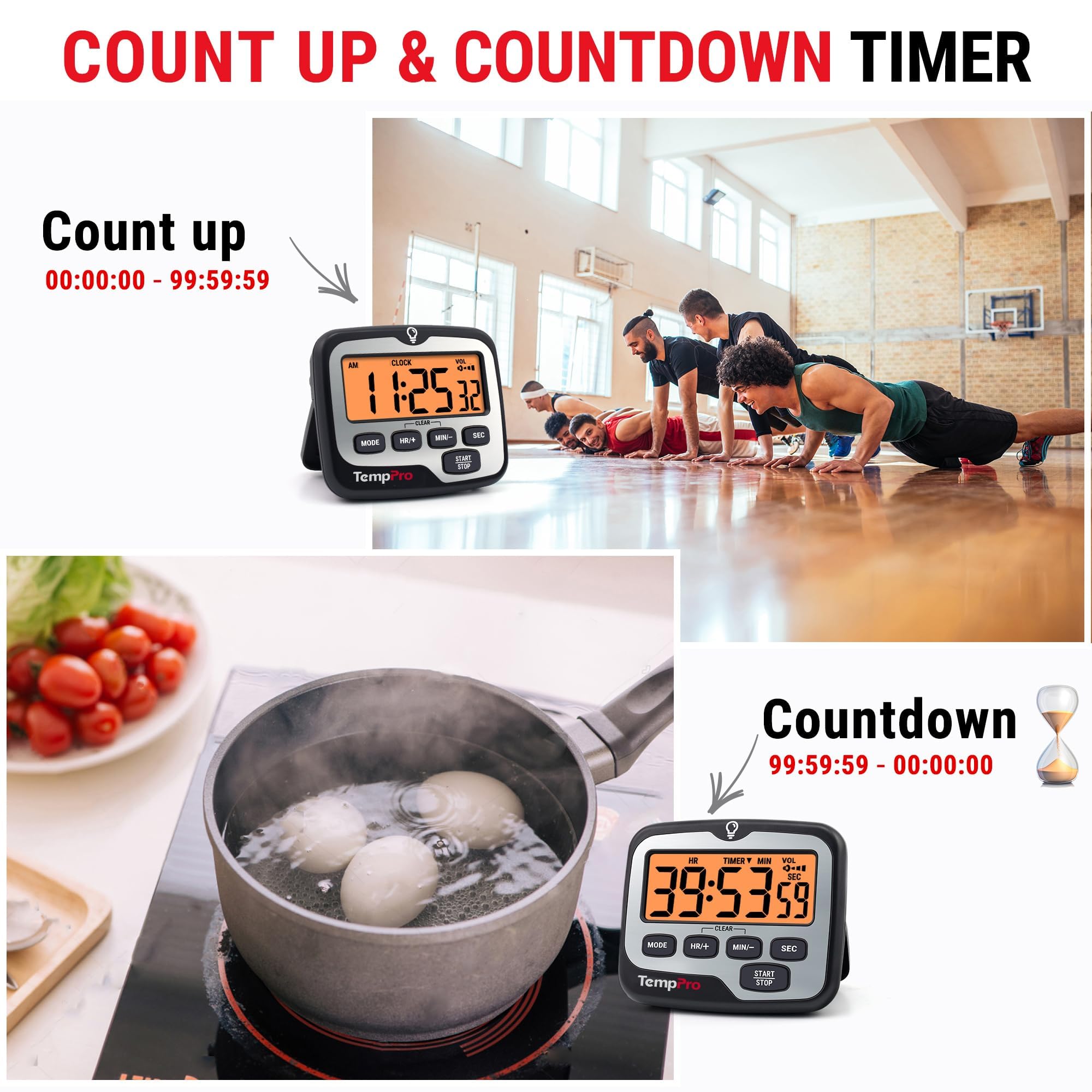 TempPro Digital Kitchen Timer - Count Up/Down -3 TempPro Digital Kitchen Timer - Count Up/Down -3
