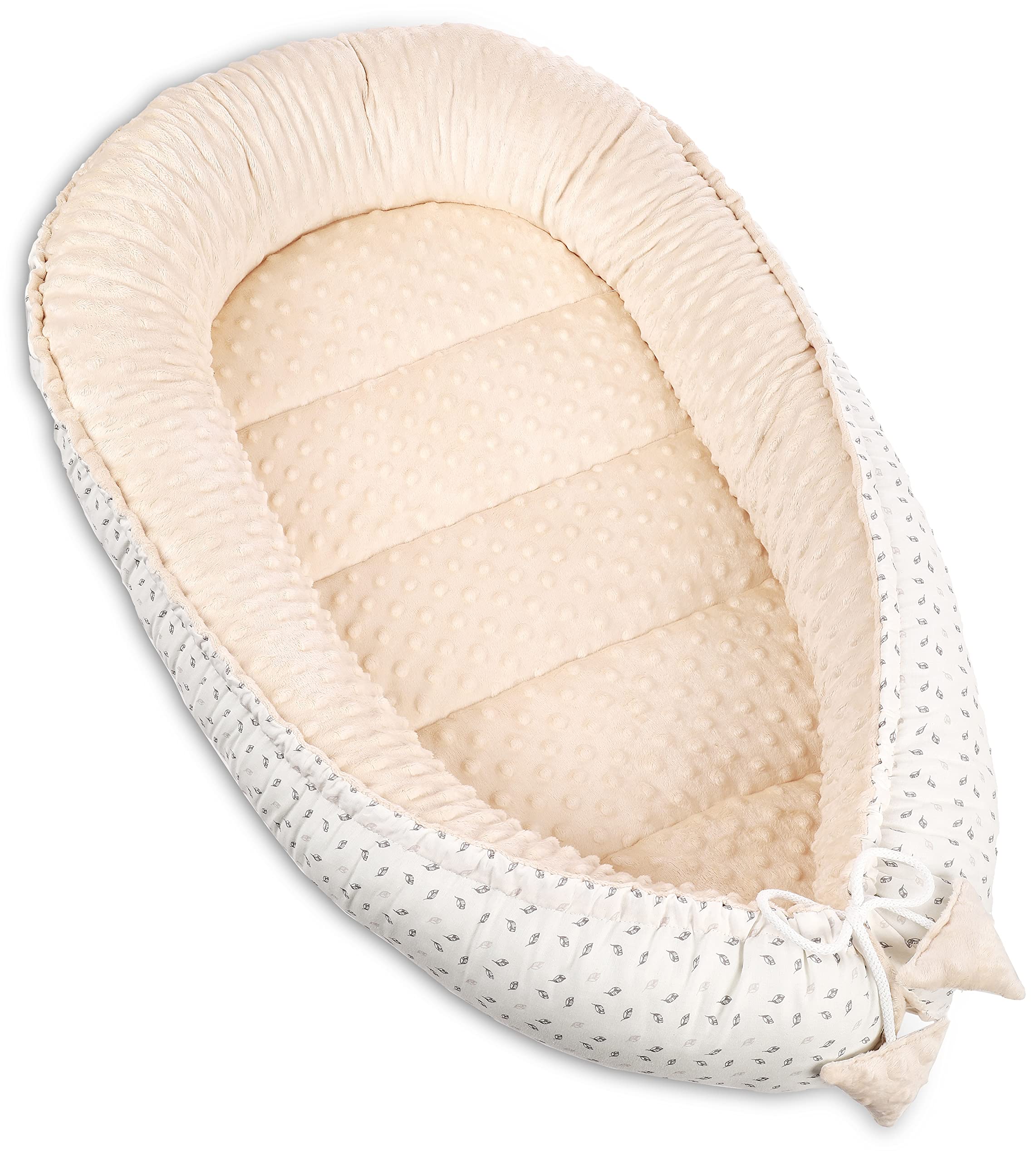 PIMKO Minky réducteur de Lit bébé 2 côtés bébé Cocon Baby Nest Nourrissons cocons pour lit pour Nouveau-né Nid de bébé Beige Minky