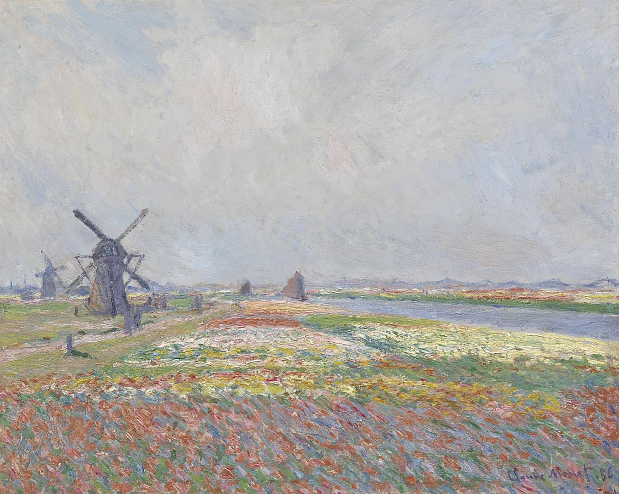 RZHRHJES Famous Painting Poster Art Canvas Print Retro Picture Tulip Fields Near the Hague by Claude Monet Poster Wall Art for Office Decor 60x90cm