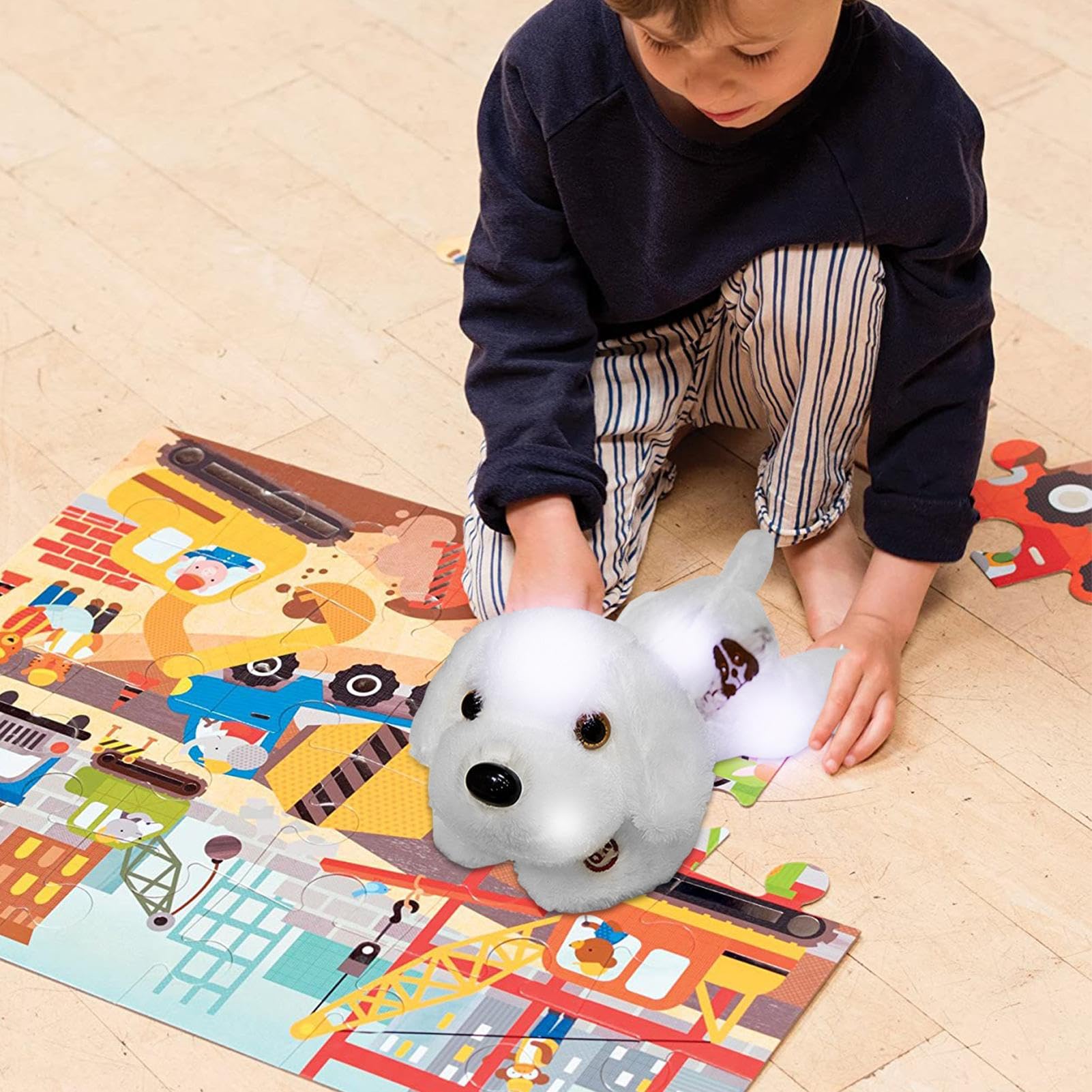 Generico Perro de peluche iluminado, perro de peluche LED - nocturnas en forma de cachorro de | 14 pulgadas iluminan el cachorro de para perros de luz nocturna suave para el compañero de