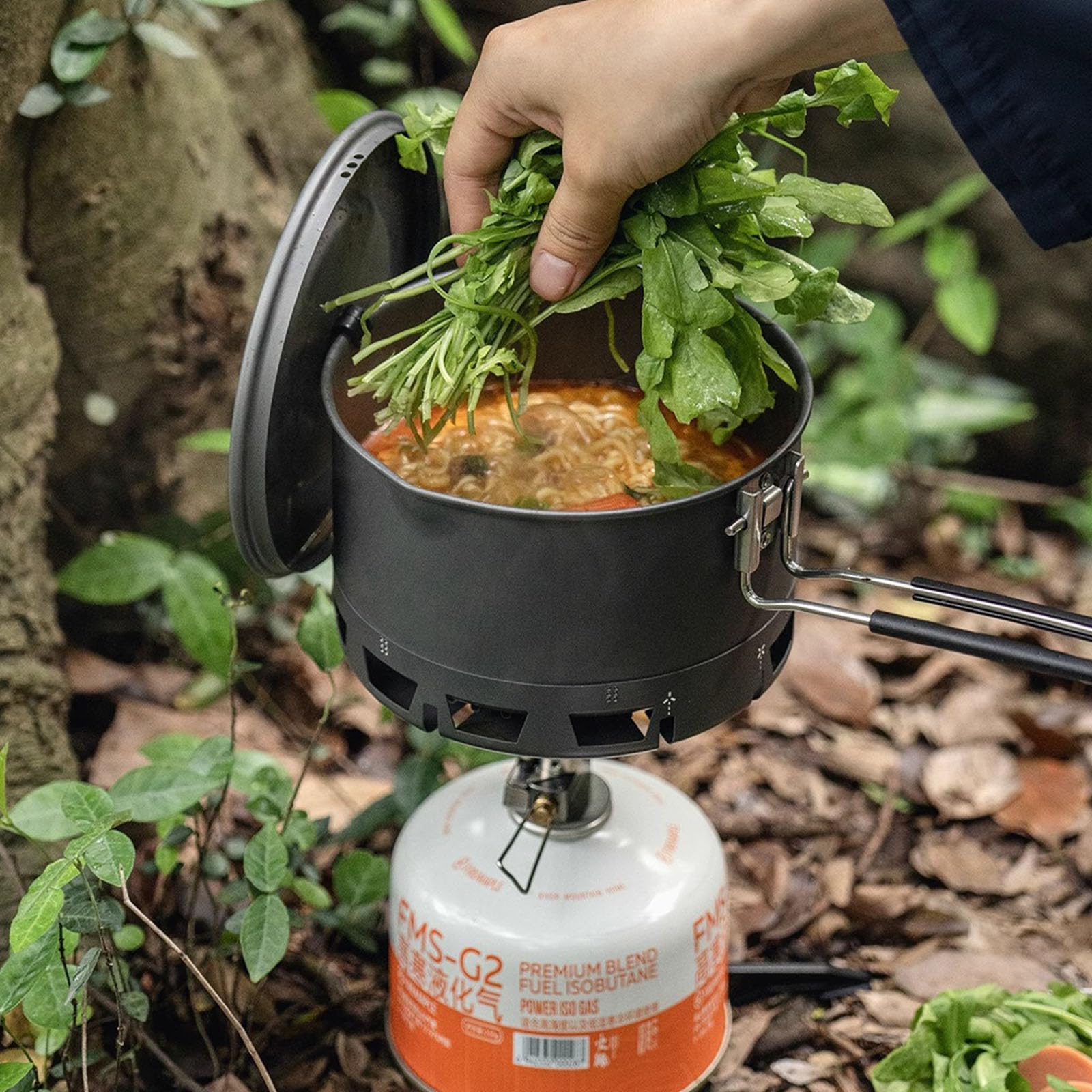 Ollas de cocina de intercambio de calor para camping con base resistente al viento, estufa de mochilero para mochileros al aire libre, senderismo, resistente al viento, intercambio de calor, repuesto