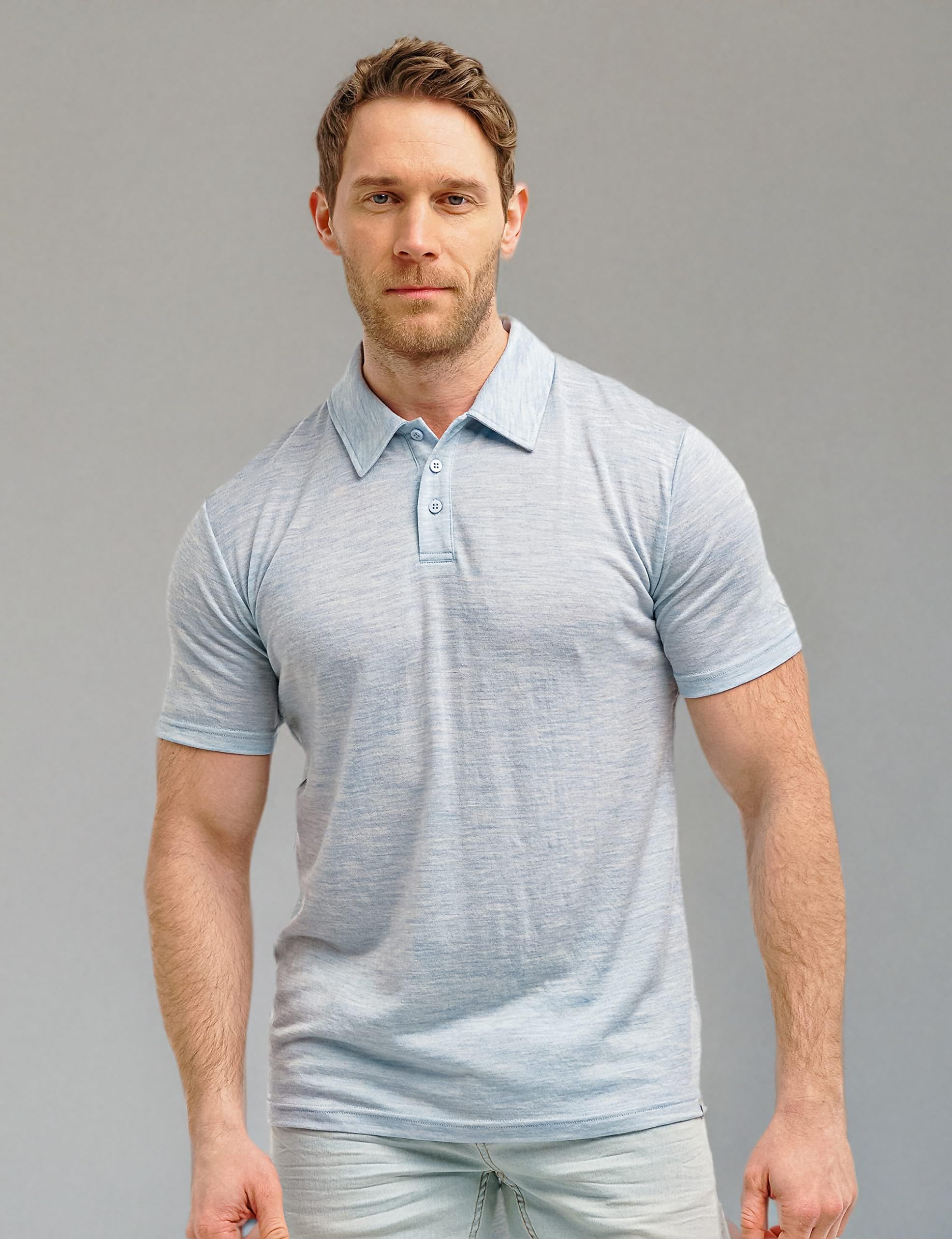 Merino.tech 100% Merinos Polo Homme - Polo Shirt Manches Courtes & Longues | Col Classique, Anti-Odeur, Régulation Thermique, Anti-Plis, Pour Le Bureau Et Les Loisirs, Lavable En Machine