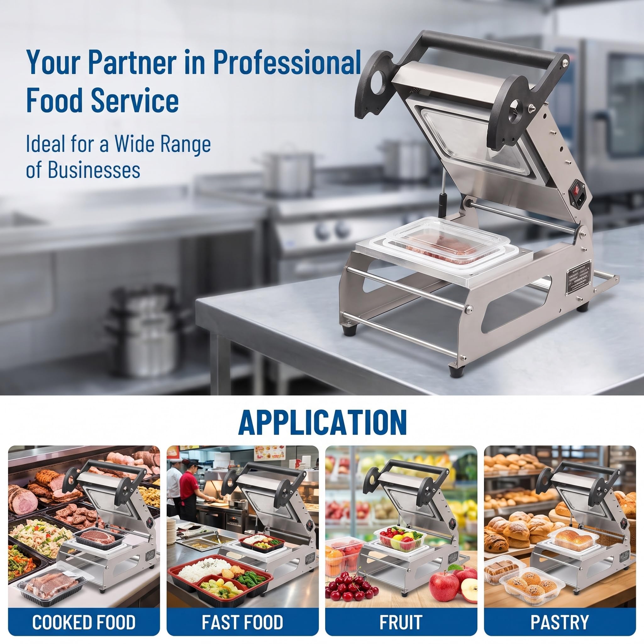 Máquina Semiautomática Para Sellar Bandejas De Alimentos, Selladora Manual De Bandejas, Máquina Para Envasar Loncheras, Máquina Para Sellar Recipientes De Alimentos Y Envasar Comidas Para