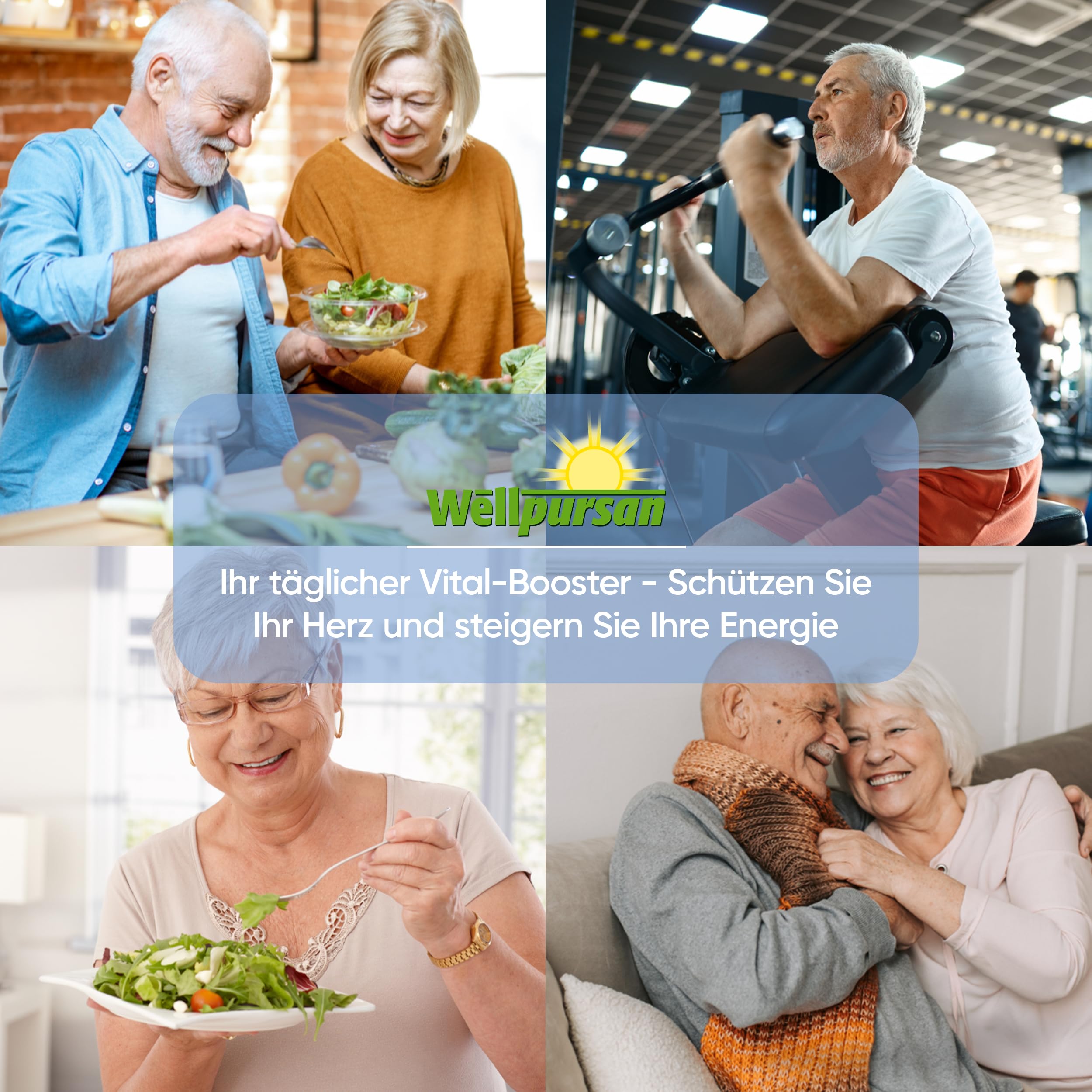 Wellpursan Omega Q10 Plus - 180 Kapseln premium Omega-3 Fettsäuren Kapseln mit 2100mg Fischöl pro Tagesdosis (davon 378mg EPA & 252mg DHA), zusätzlich angereichert mit Vitaminen