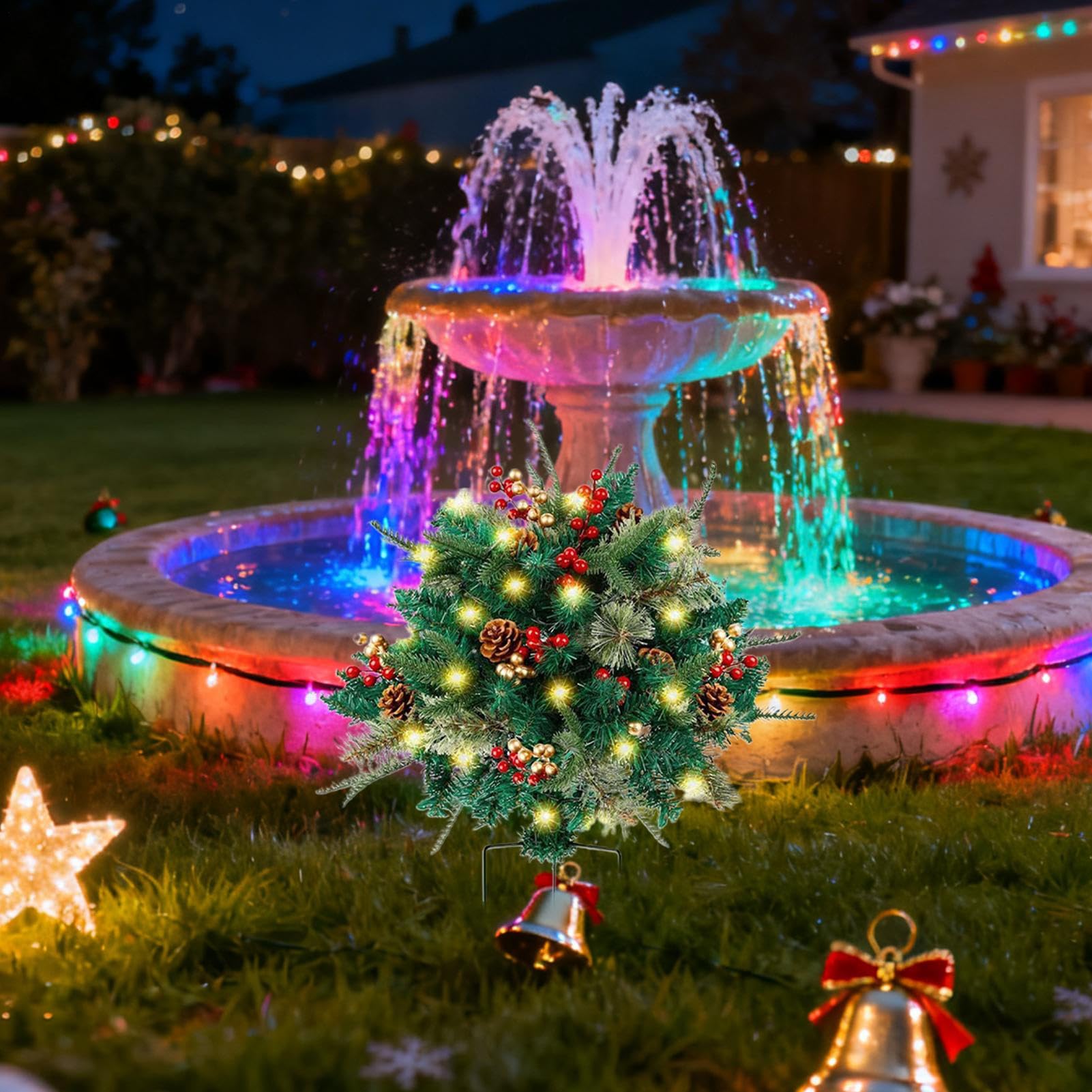 Relleno Para Maceta Navideño De Exterior Decoración Estacional Artificial | Decoración Para Árbol De Navidad Para Propietarios Y Decoradores Del Hogar Porche Entrada Umbral Patio Jardín