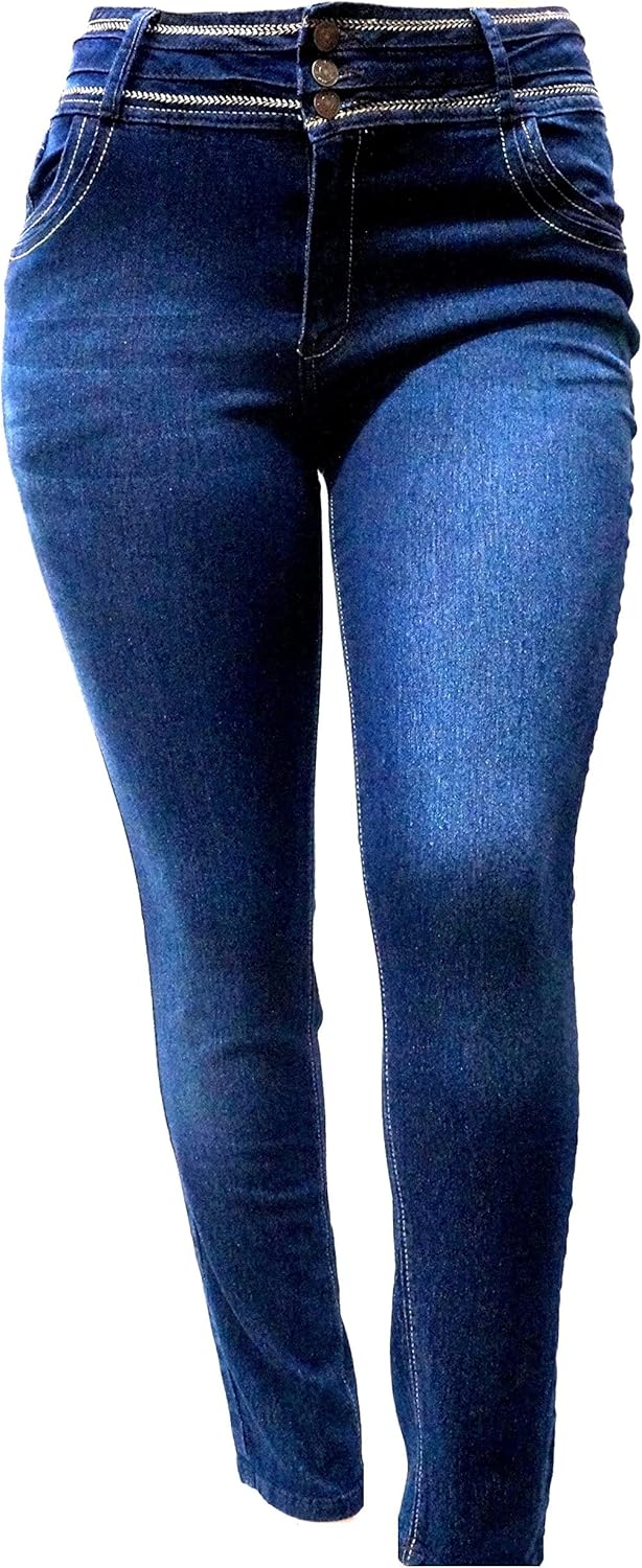 Jack David Womens Plus Size Denim Skinny Jeans Destroy Stretch Ripped Distressed Pants - Image 2