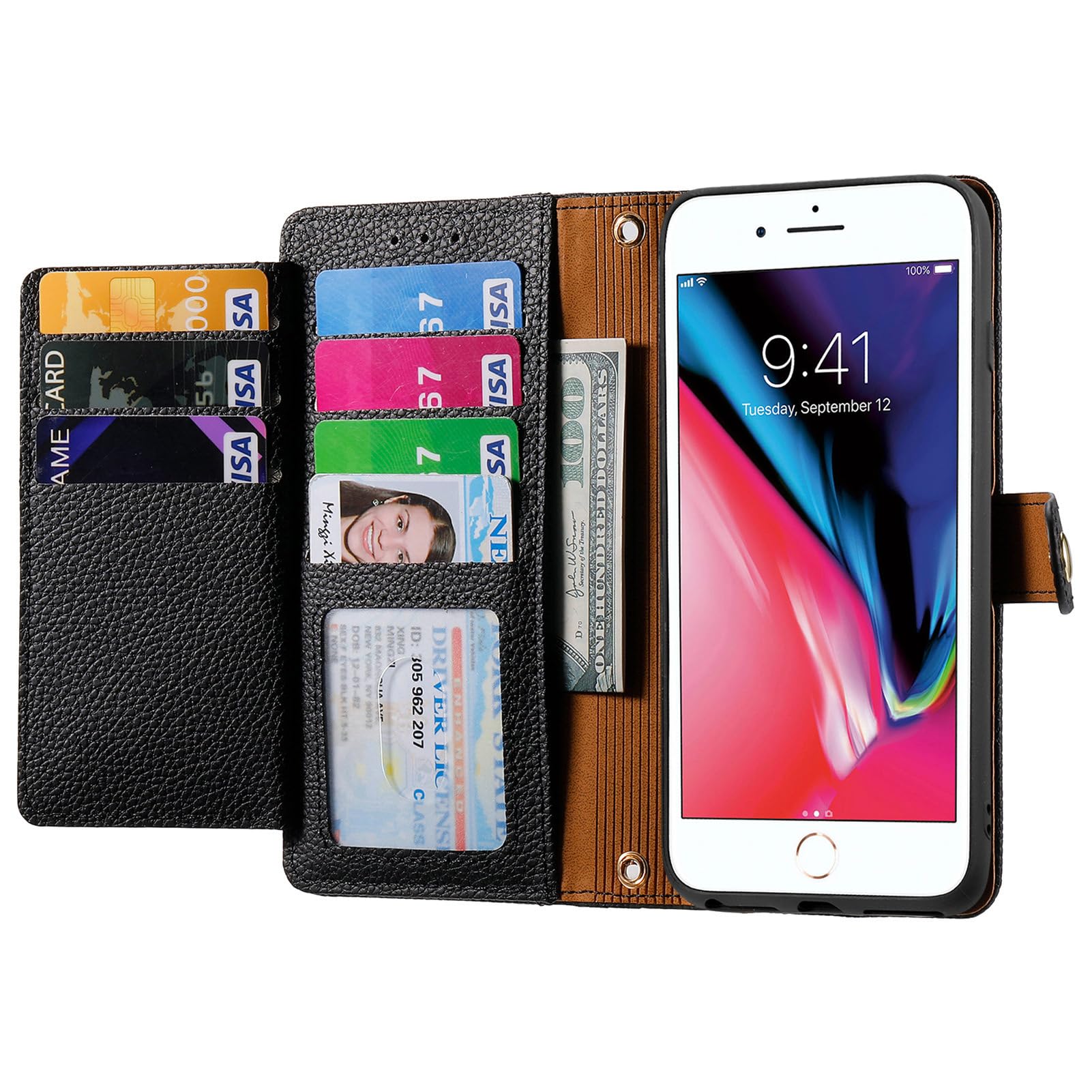 Handyhülle Klapphülle Für IPhone 7/8/SE Mit Kartenfach & RFID-Schutz - Lederoptik Rot