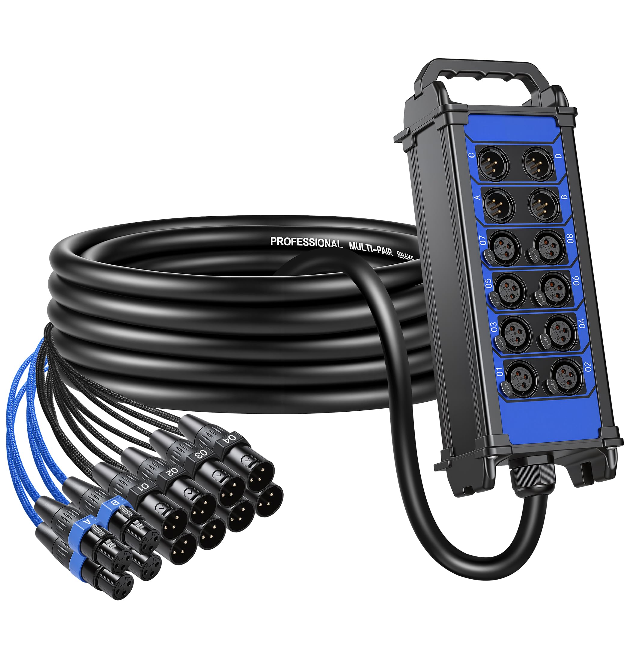 Jamesin Cavo splitter XLR a 12 canali, 15,2 m, 8 maschio e 4 femmine