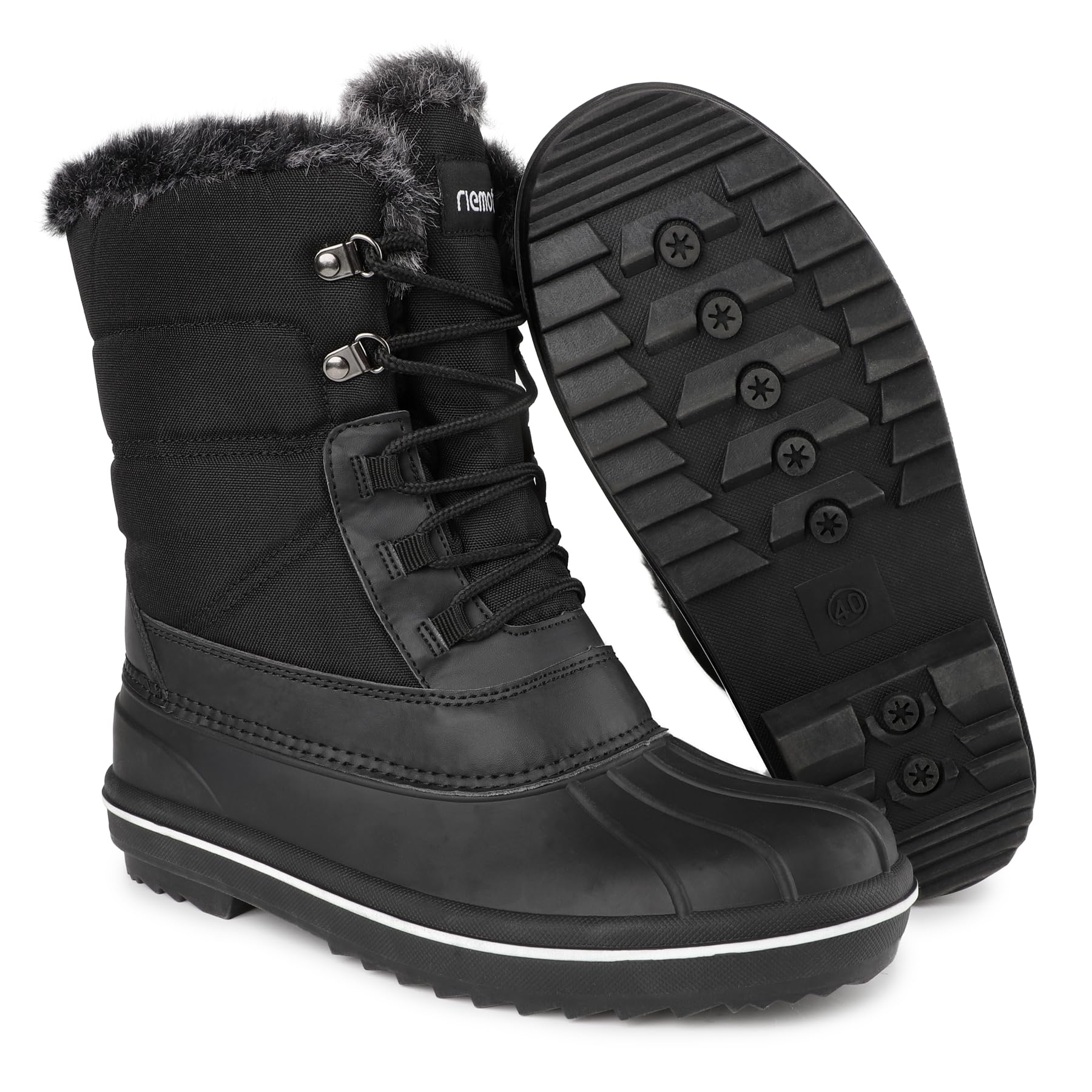 riemot Bottes de Neige Bottes de Pluie Femme Bottes Caoutchouc Femme Chaussures Hiver Imperméable Chaudes Bottines de Randonnée Boots de Trekking Outdoor