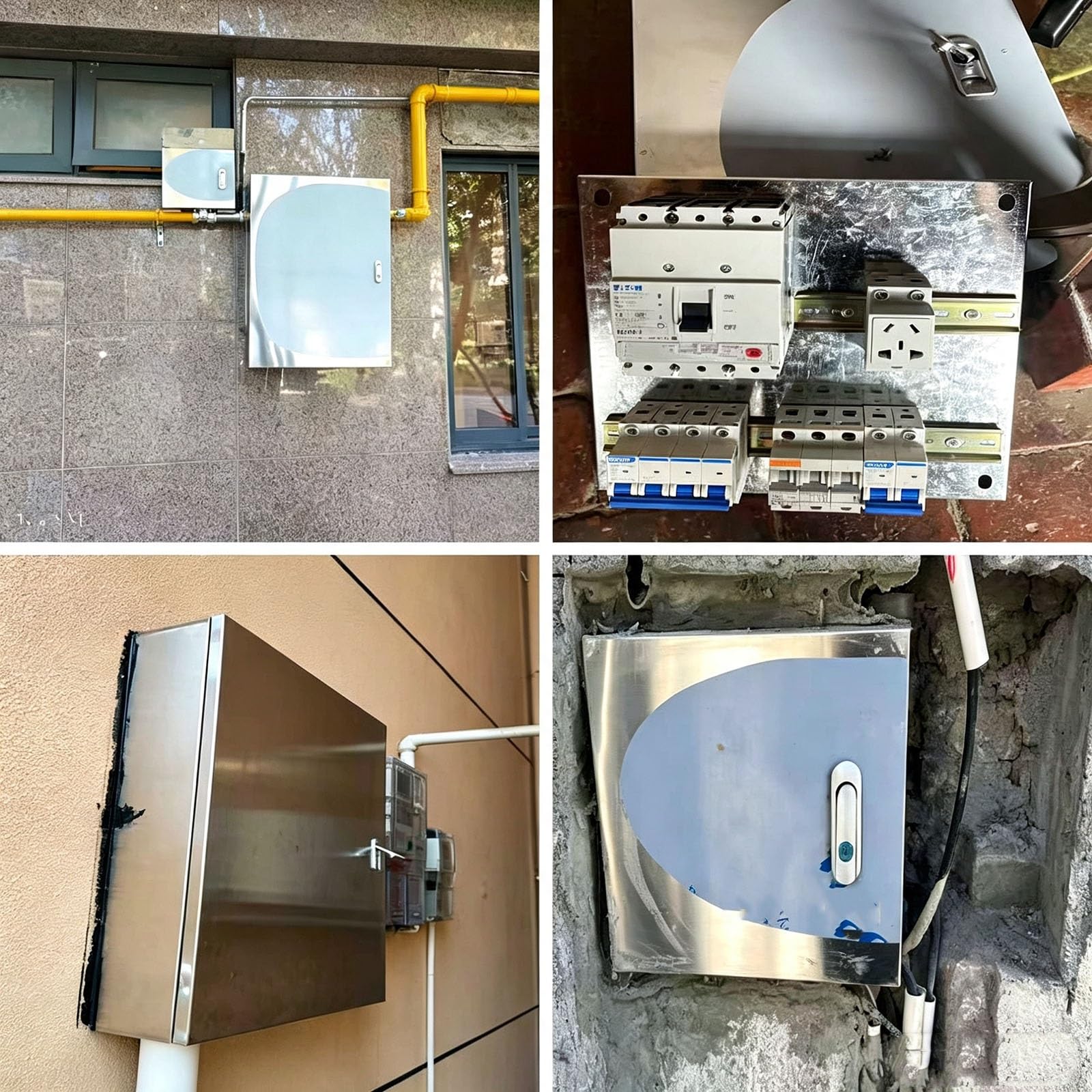 Zamykana, wodoodporna, montowana na ścianie skrzynka przyłączeniowa elektryczna (rozmiar wys. 10 x szer. 8 x gł. 4 cale/gr. 0,04 cala)
