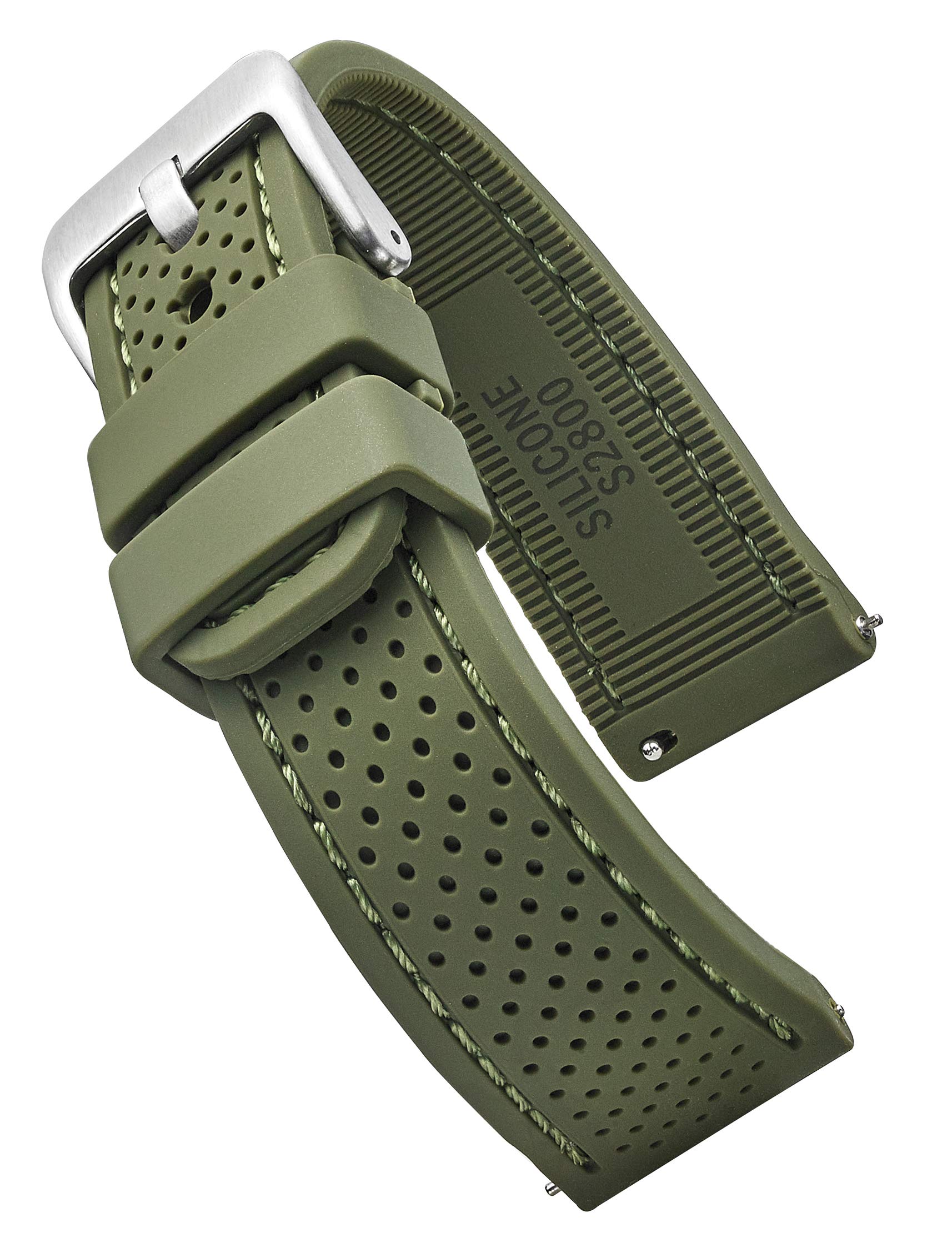 ALPINE Sporty Premium Soft Silicone Adjustable Watch Band - Replacement Rubber Watch Bands for Women & Men - Waterproof Quick Release Watch Straps - Compatible with Regular & Smart Watch Bands