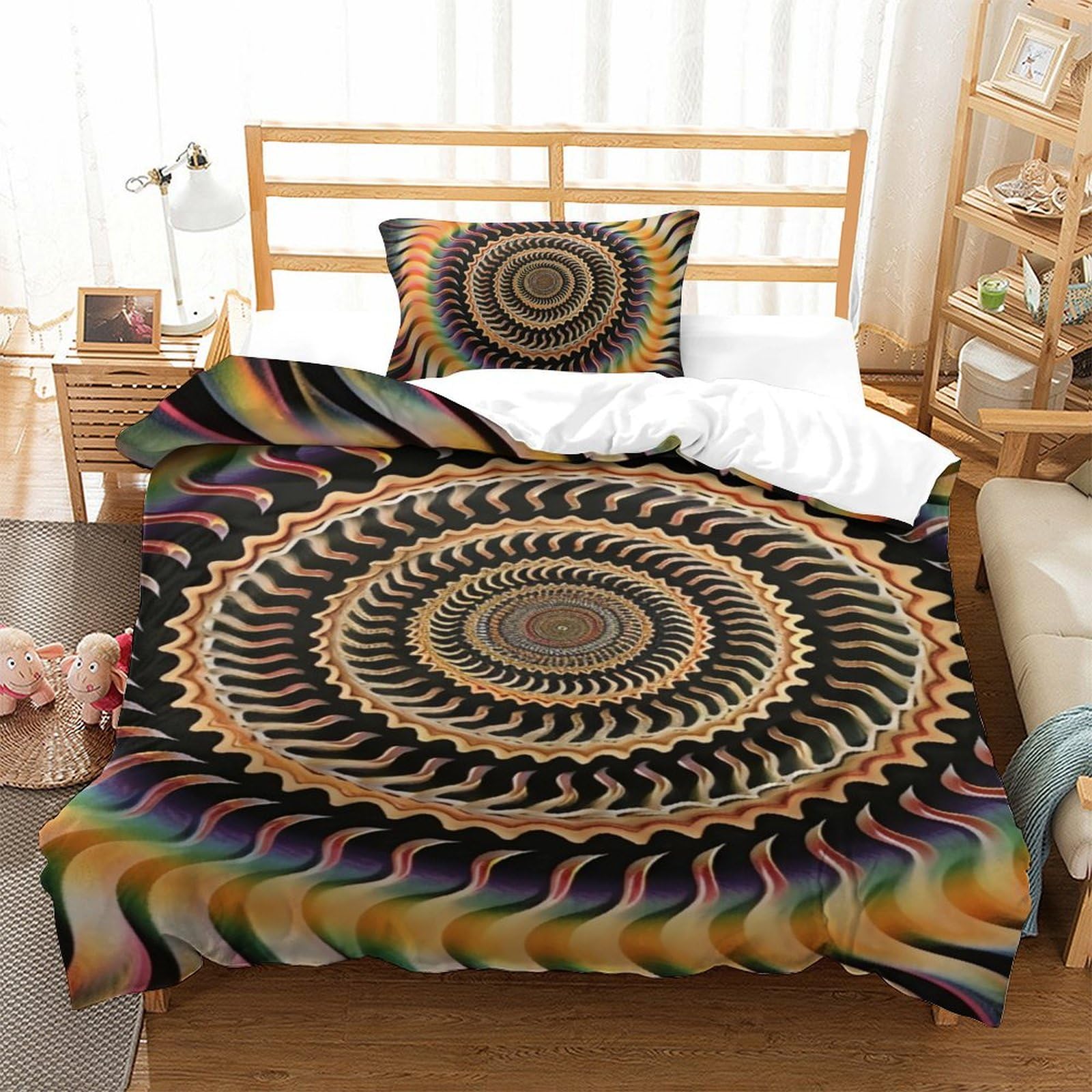 Housse de couette 135x200 microfibre super douce motif spirale 3D