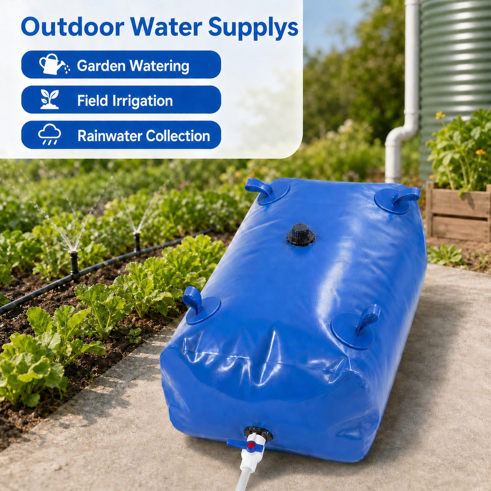 DepóSito De Agua Plegable,Vejiga De Almacenamiento De Agua PVC,Vejiga del Almacenamiento De Agua con VáLvula,Deposito Agua Flexible Gran Capacidad,Resistente Fugas,para Riego AgríCola