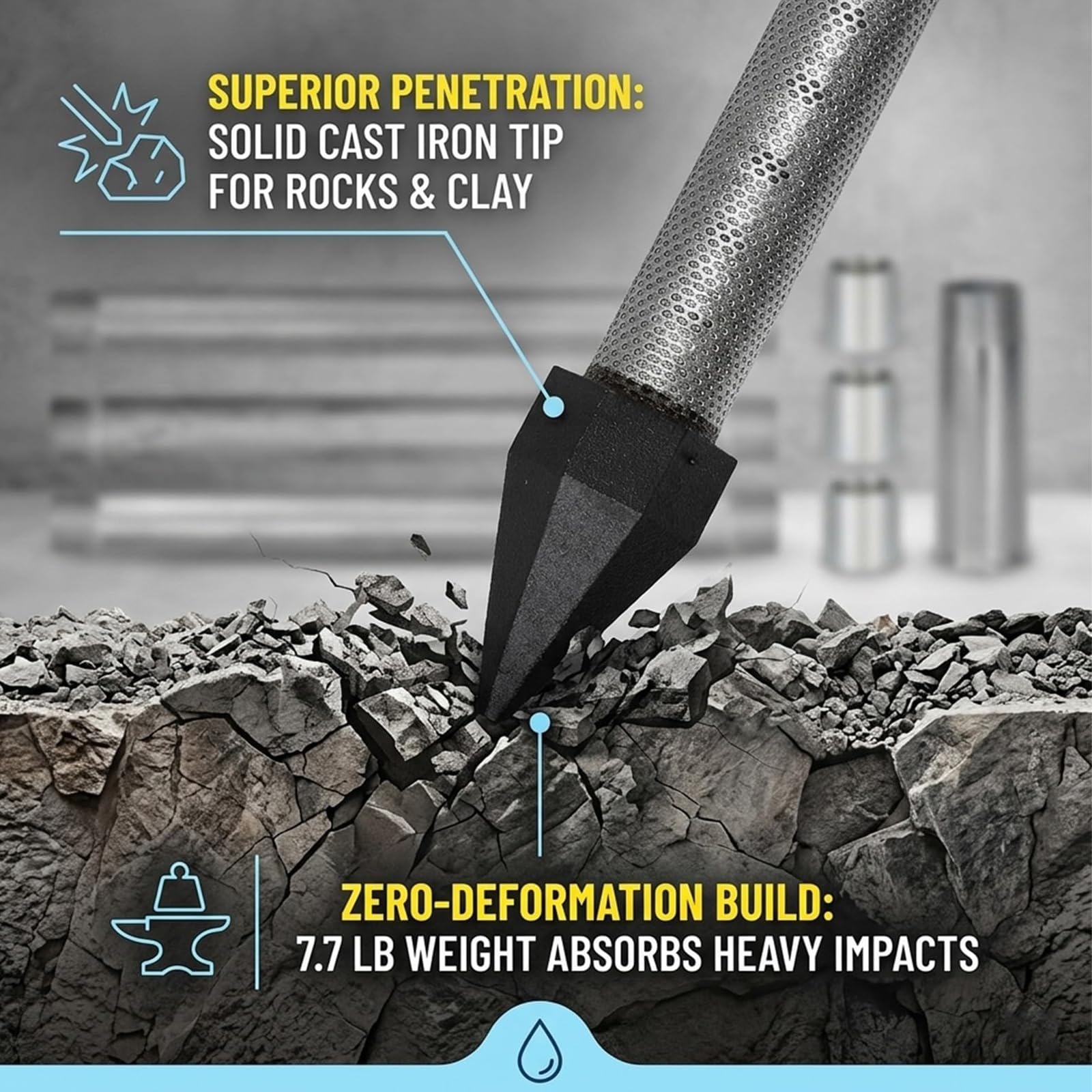 Kit Perforación para Pozo Artesiano, Acero Galvanizado con Tubos y Manguitos de Unión, Kit Forjado Manual para Riego y Cuidado de Césped Exterior 3+1kit