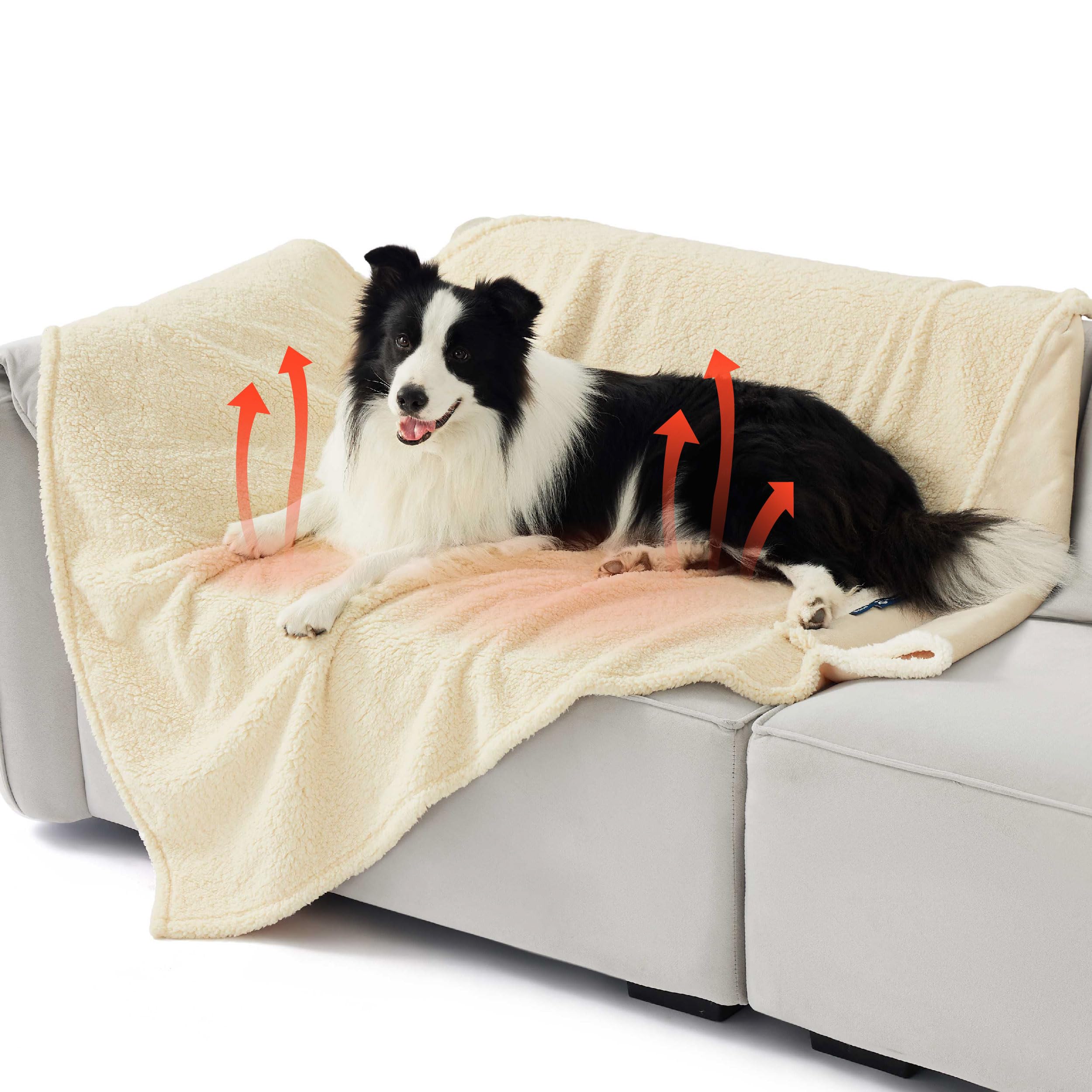 Bedsure Self Warming Dog Blankets for Large Dogs Waterproof - 50"x60" White