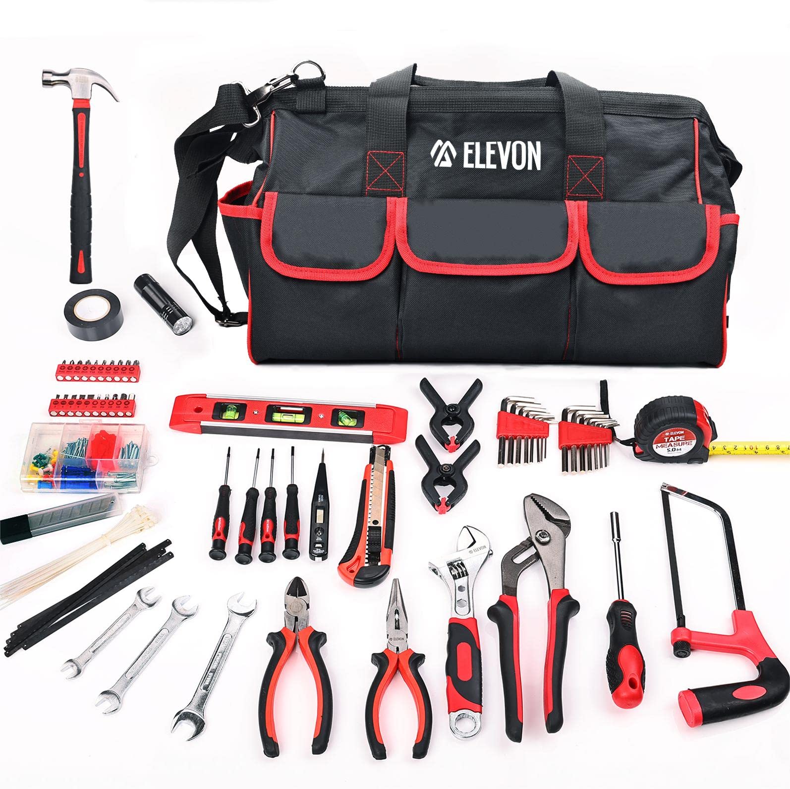 ElevonHome Repair Tool Kit Socket Wrench General Home Auto Repair Tool Combination Package Mixed Tool Set Hand Tool Kit with Toolbox Storage Case 215 Piece