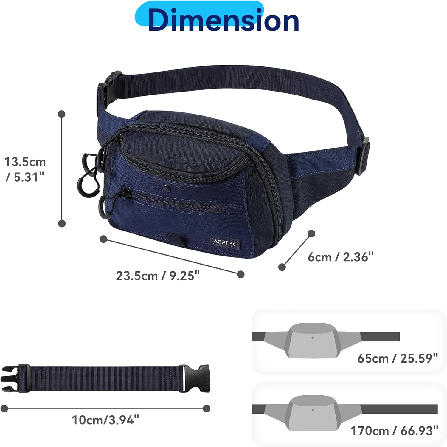 AGPTEK Tactical Fanny Pack for Men & Women, Compact CCW Waist Bag with Adjustable Holster, 2L Belt Bum Pouch for Travel, Hiking,Running, Fishing, EDC & Everyday Use - Image 5